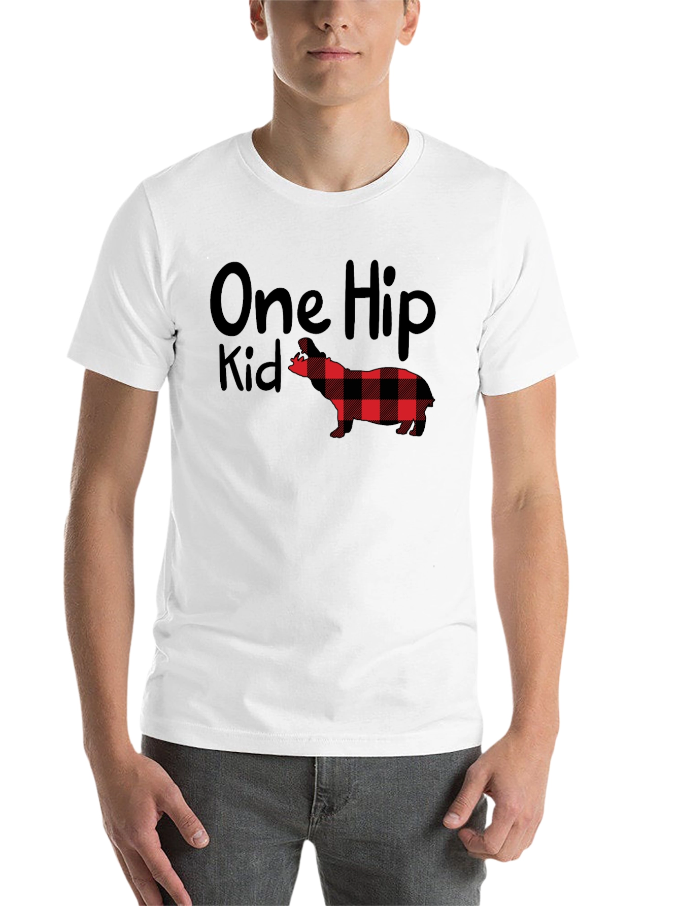 Black One Hip Kid Buffalo Plaid Dog T-Shirt view 14