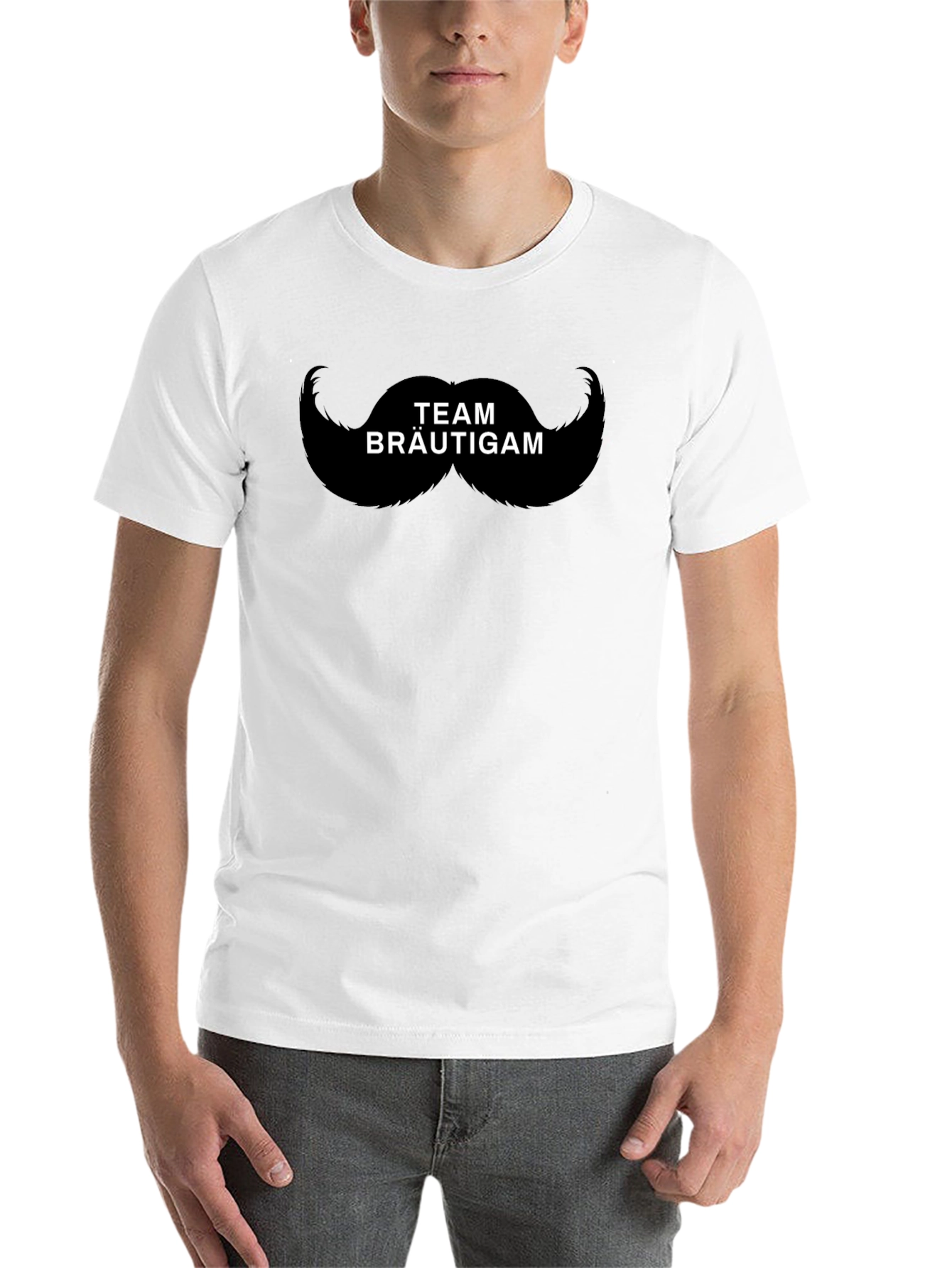 Black Team Bräutigam Mustache Graphic T-Shirt view 14
