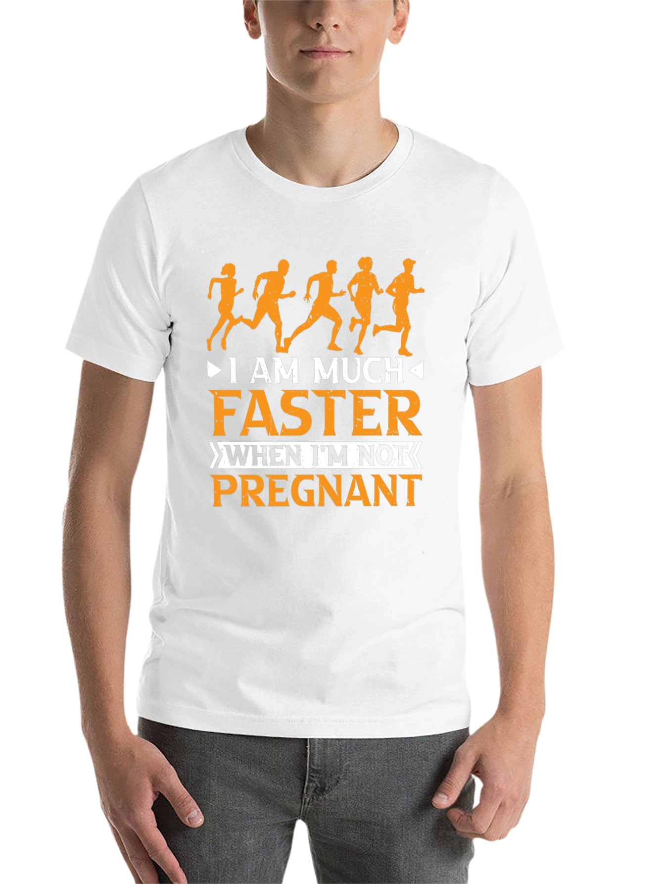 Black Funny Running T-Shirt: I Am Much Faster When I'm Not Pregnant view 14