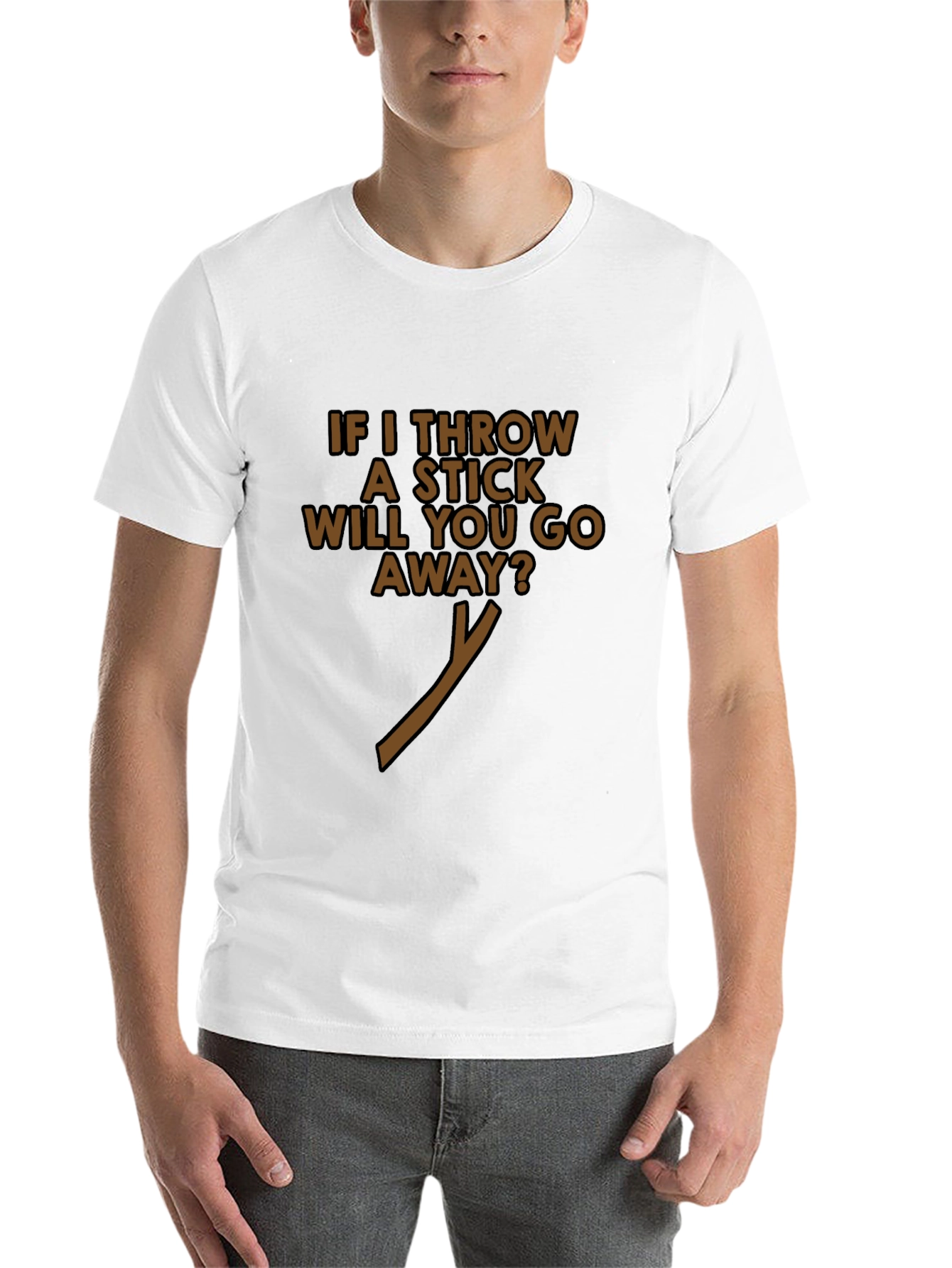 Black Funny 'If I Throw A Stick' Black T-Shirt view 14