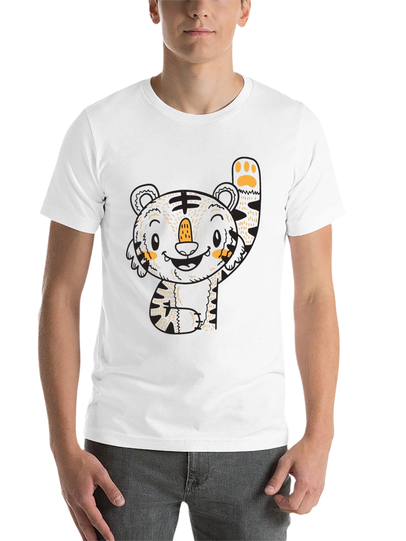 Black Cute Tiger Graphic Black Tee view 14