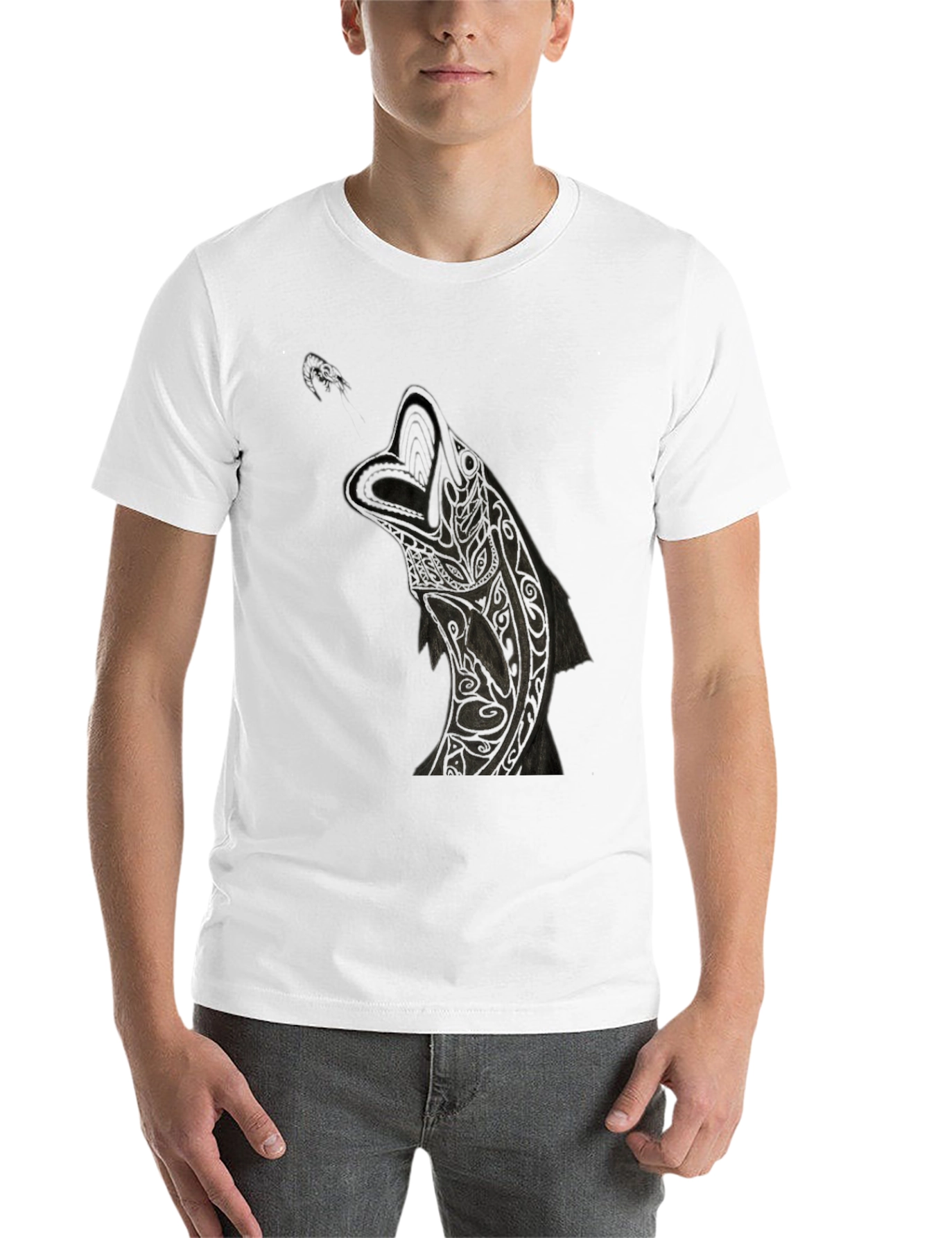 Black Tribal Wolf Graphic Tee - Black Cotton T-Shirt view 14