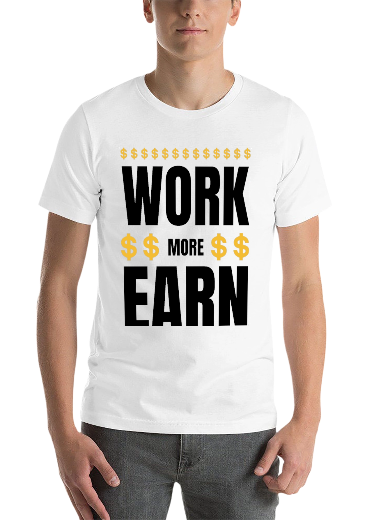 Black Work More Earn More Graphic Tee - Black view 14