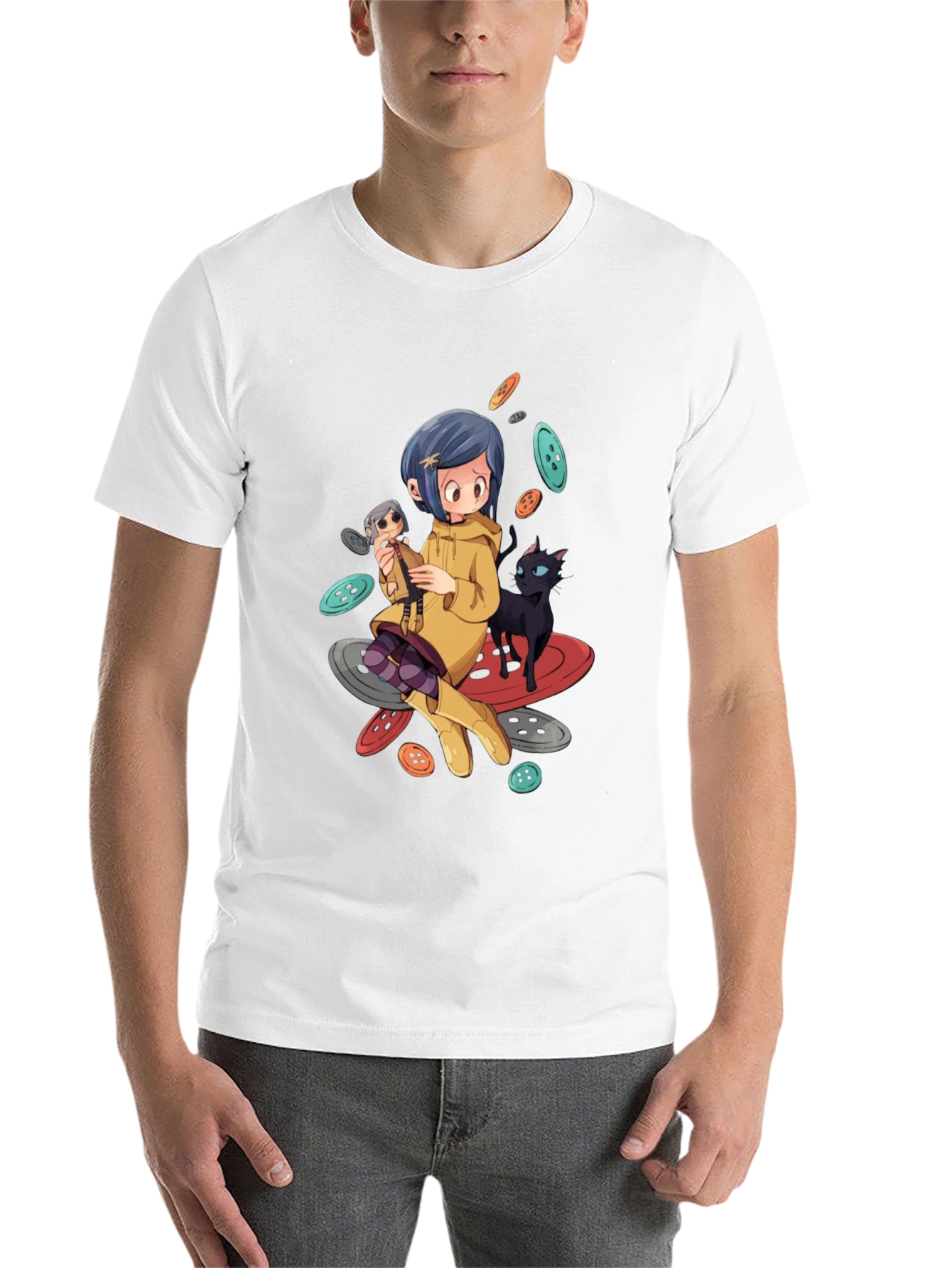 Black Cartoon Style Anime T-Shirt view 14