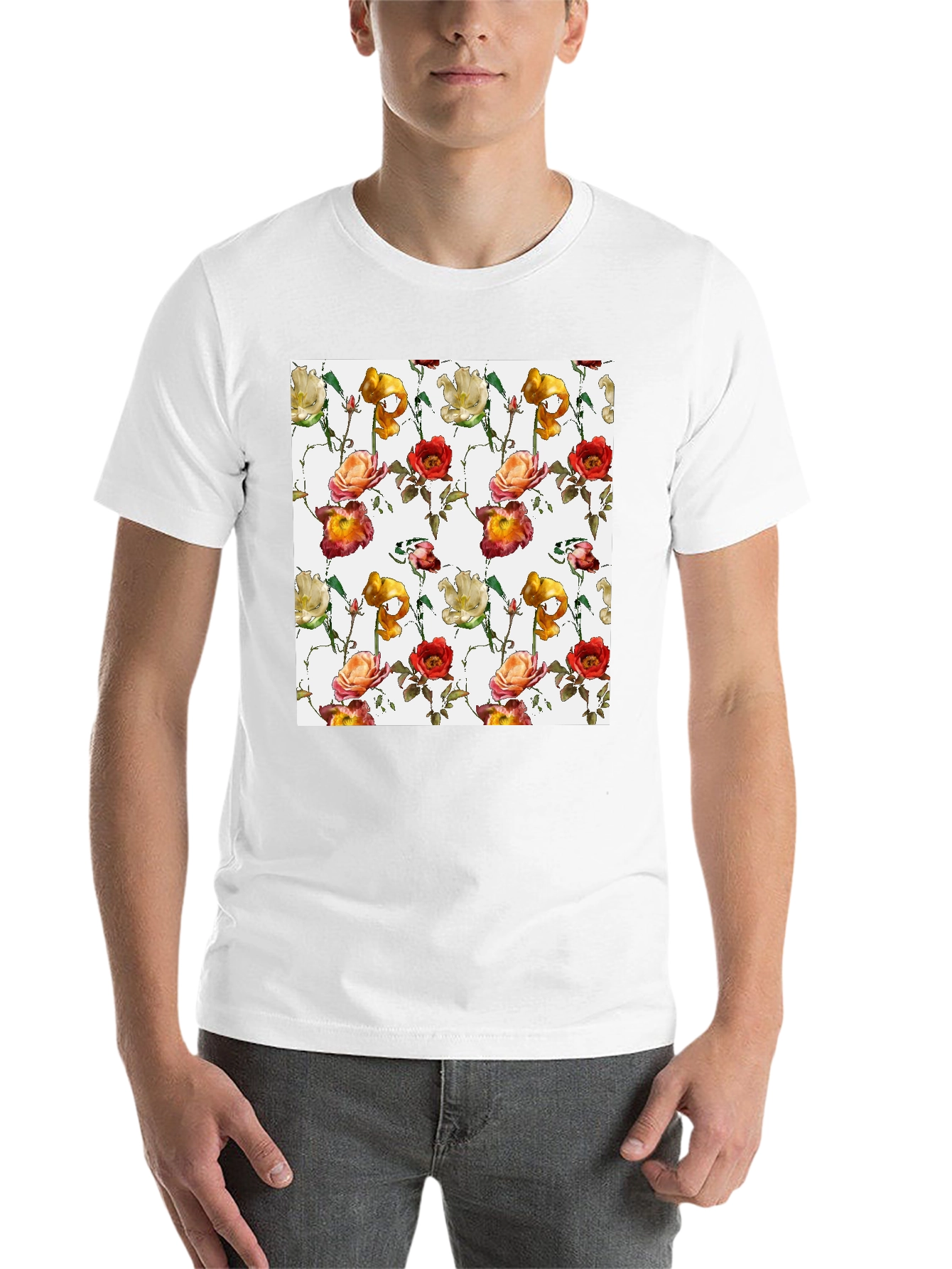 Black Floral Pattern T-Shirt view 14