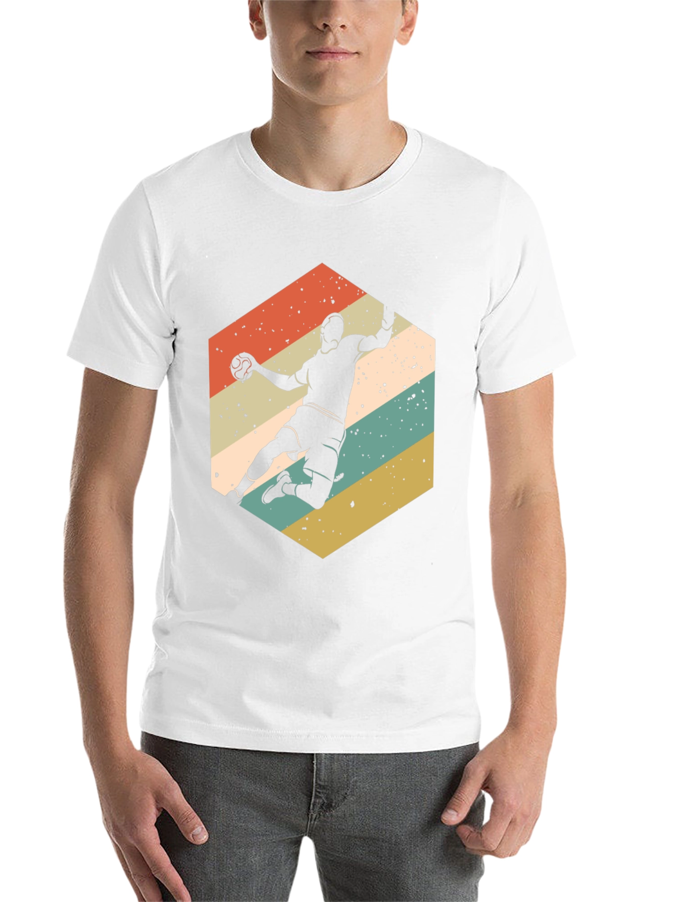 Black Vintage Handball Player T-Shirt view 14