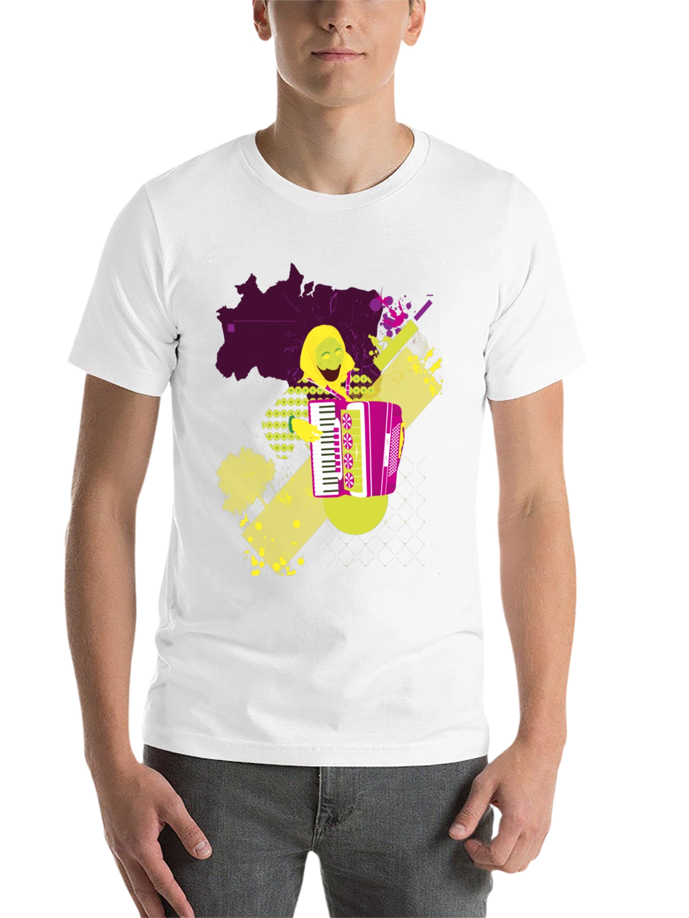 Black Accordion Player Graphic T-Shirt view 14