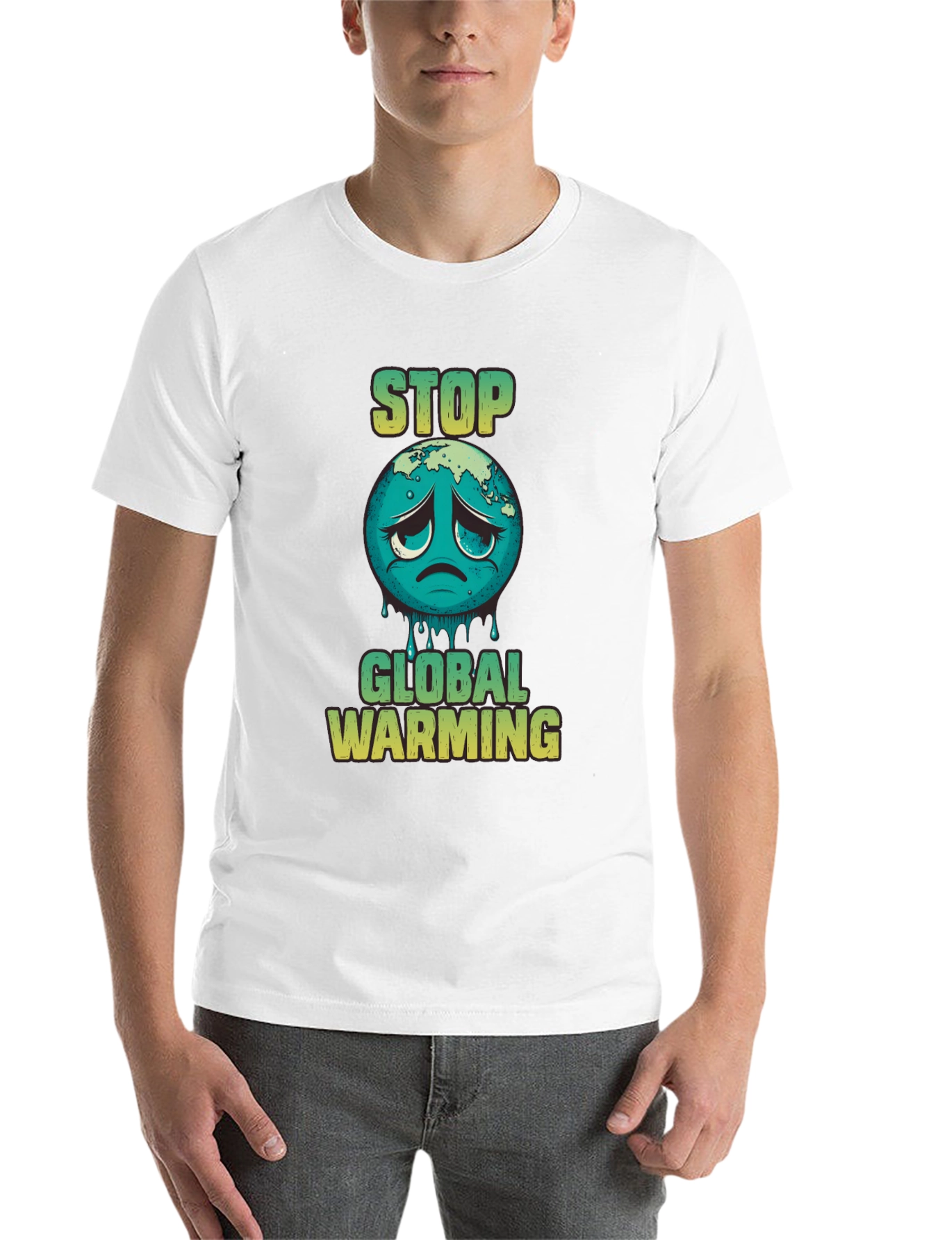 Black Stop Global Warming Graphic T-Shirt view 14