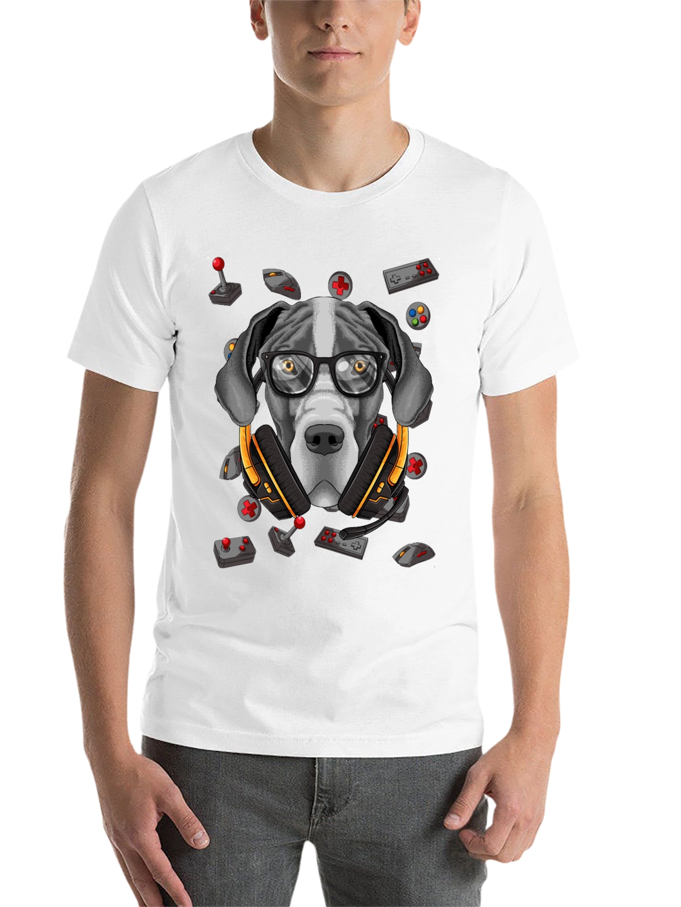 Black Gamer Dog T-Shirt - Funny Graphic Tee view 14