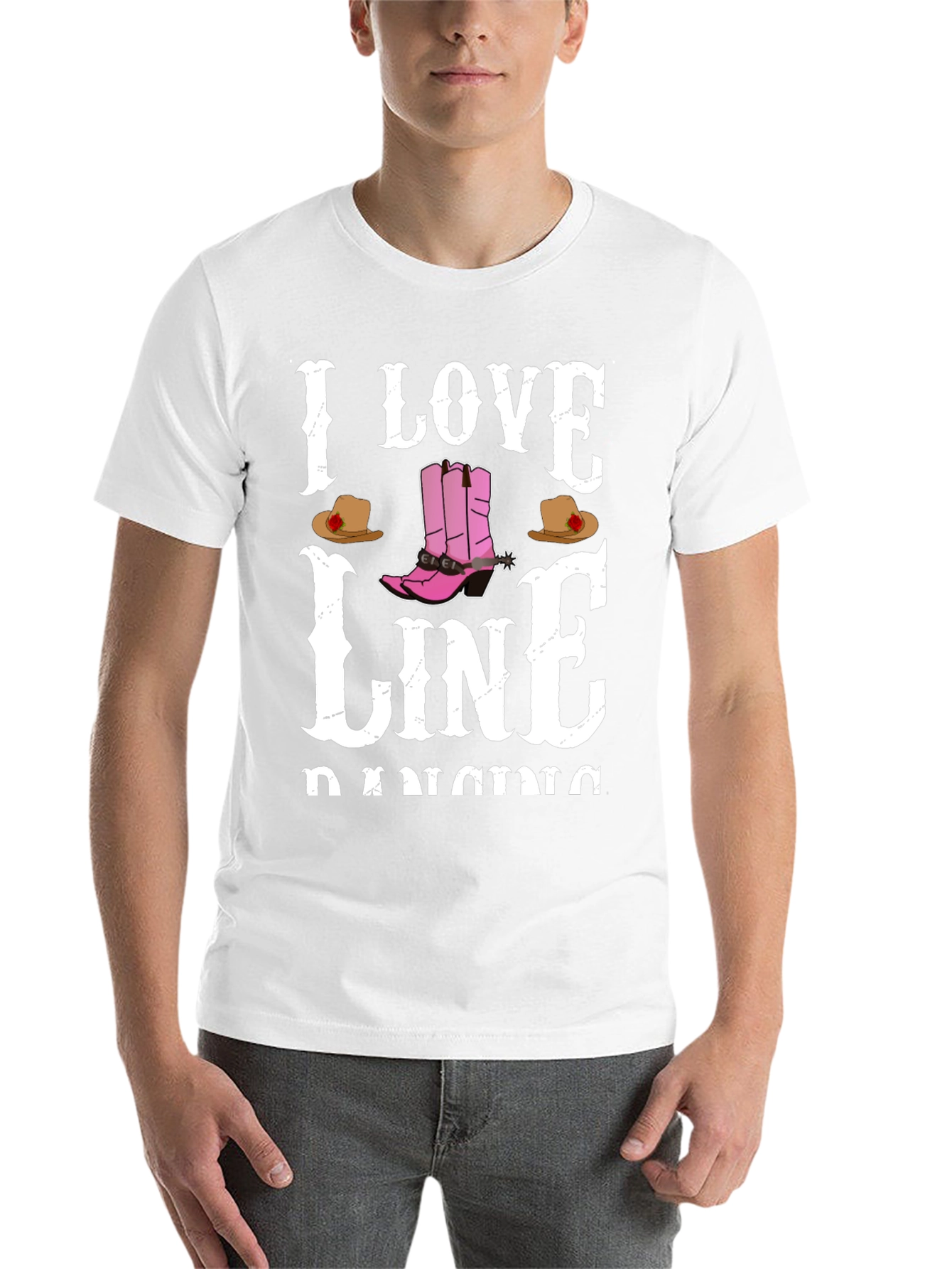 I Love Line Dancing Black T-Shirt - 14