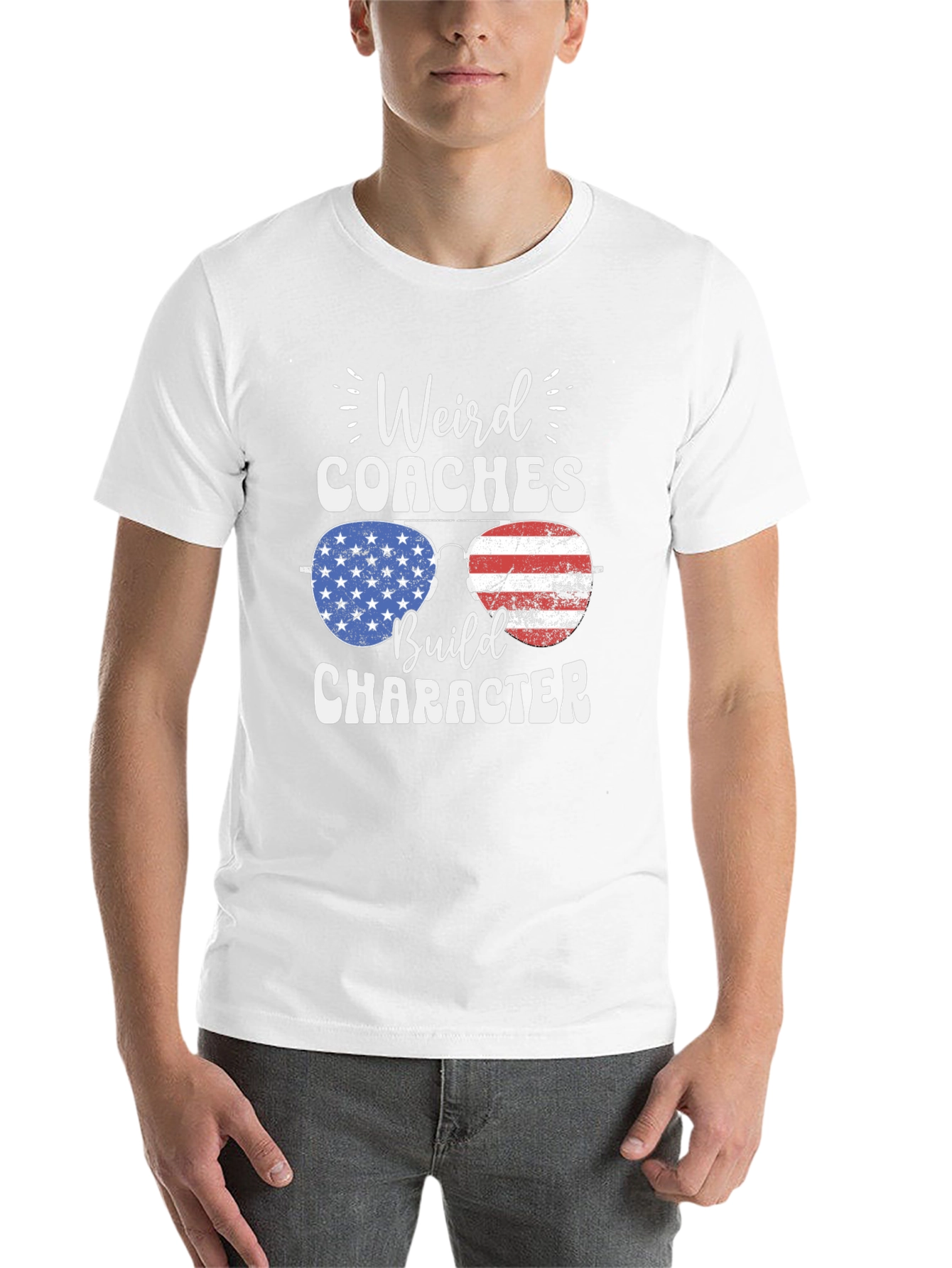 Black Weird Coaches Build Character USA Flag T-Shirt view 14
