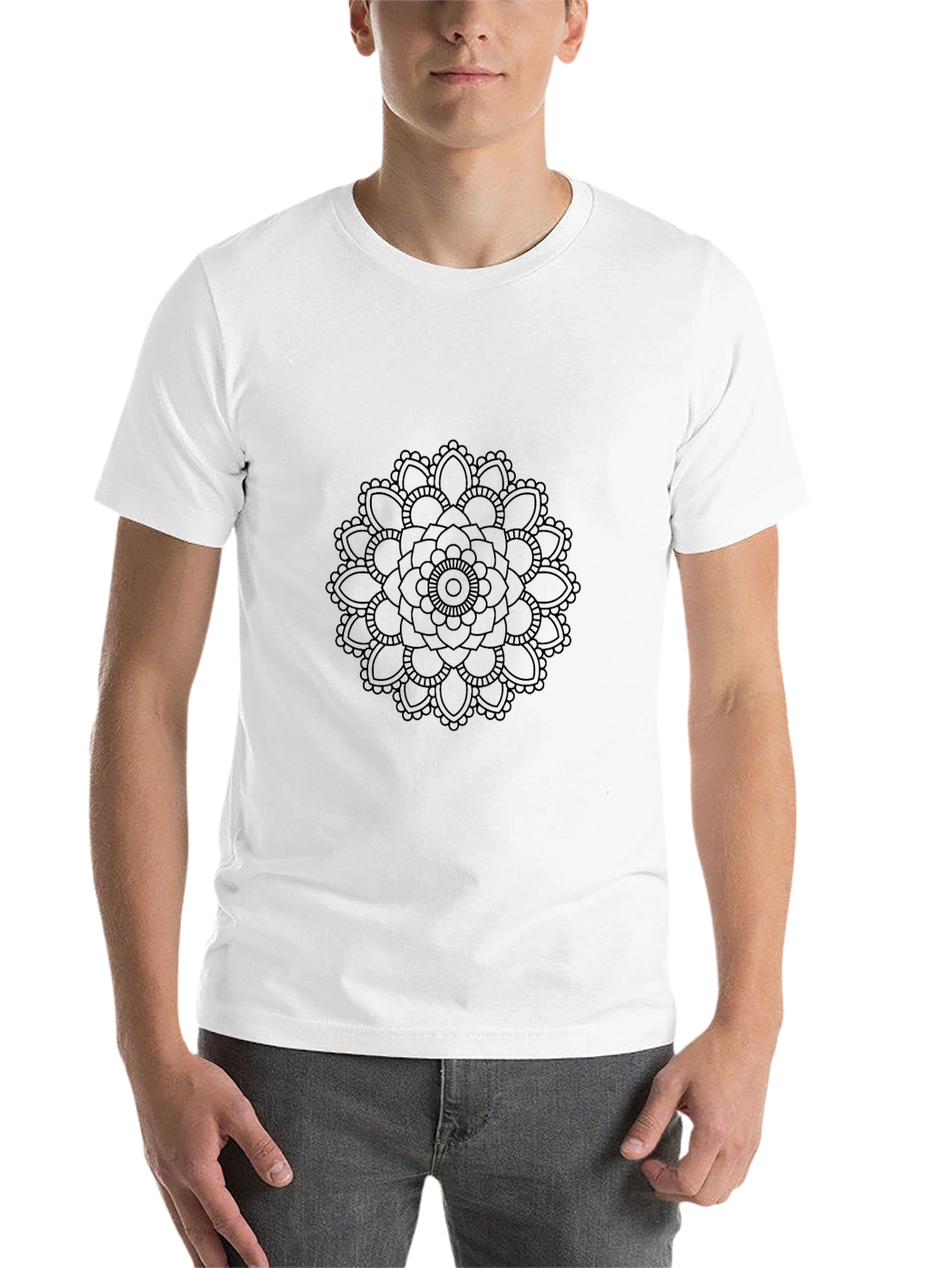 Black Men's Black Mandala Graphic T-Shirt view 14