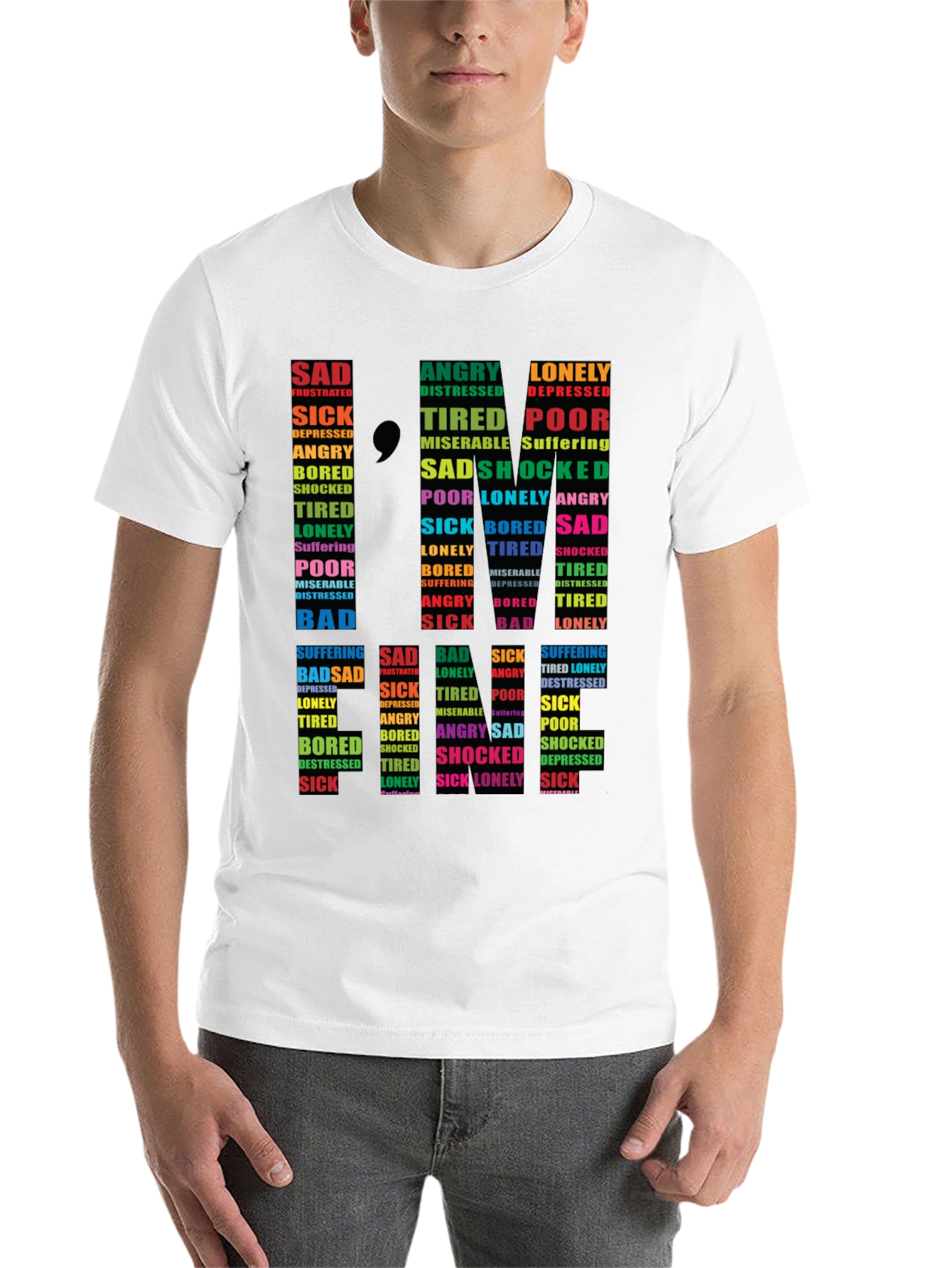 Black Emotional State Typography T-Shirt - Black view 14