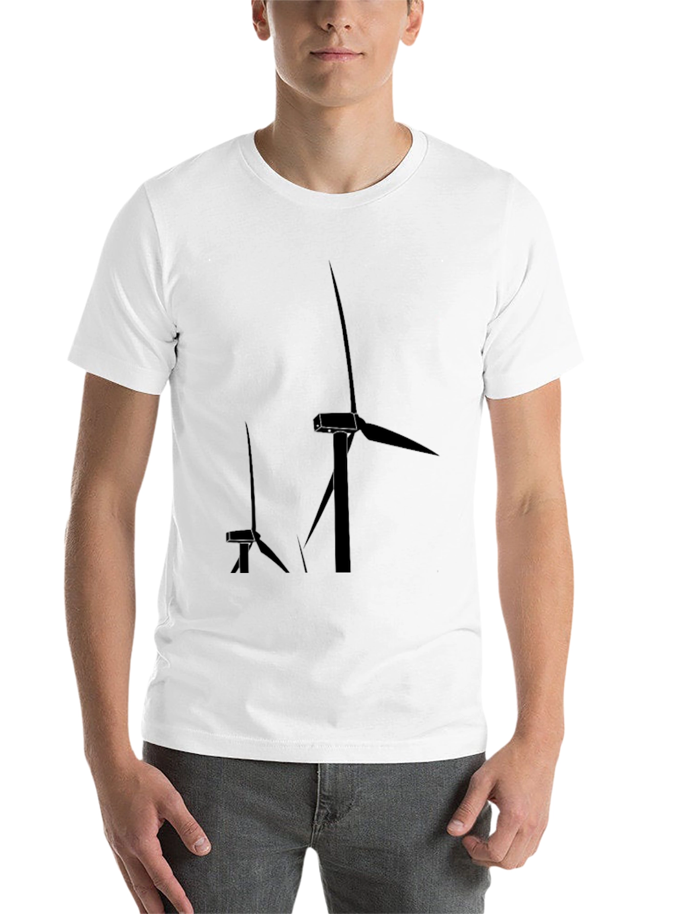Black Modern Wind Turbine Graphic Tee - Black view 14