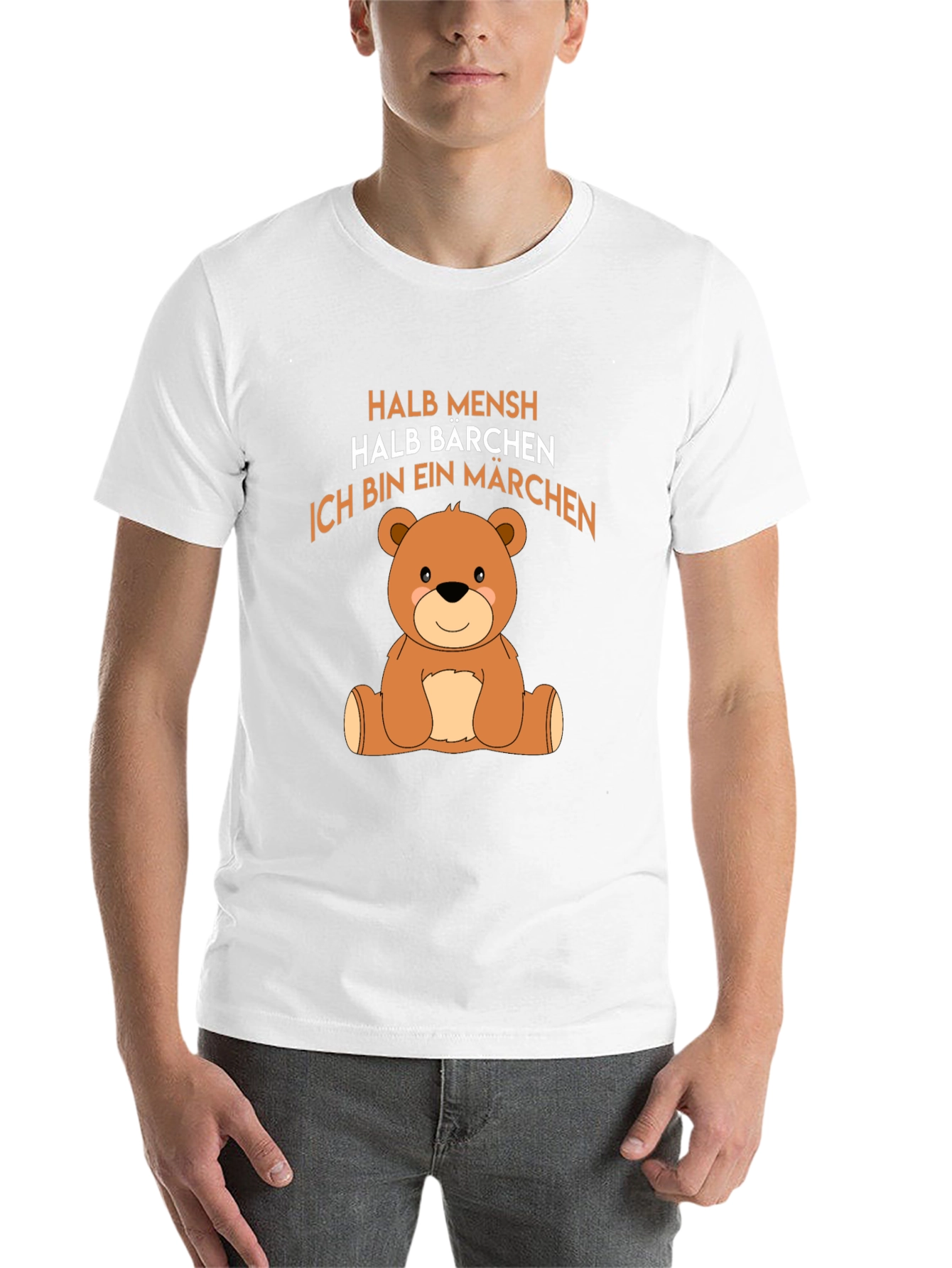 Black Halb Mensch Halb Barchen Bear Graphic T-Shirt view 14