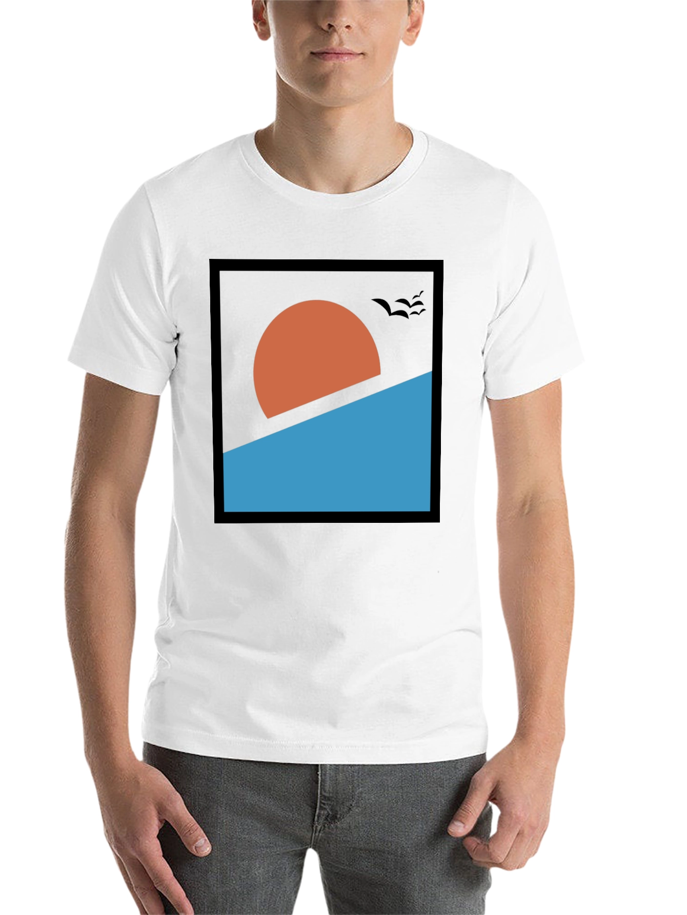 Black Abstract Sunset Graphic Tee - Modern Design view 14