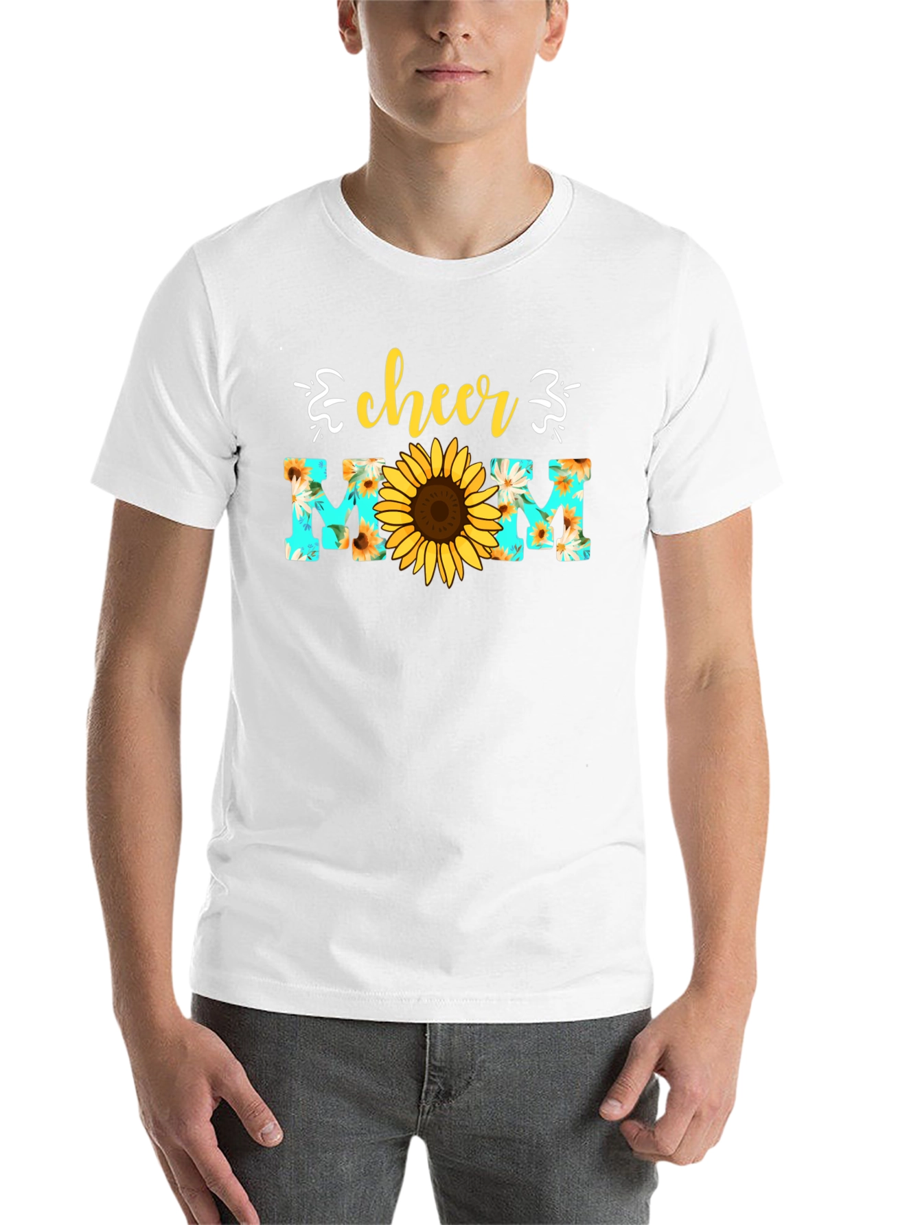 Black Cheer Mom Sunflower Graphic T-Shirt view 14