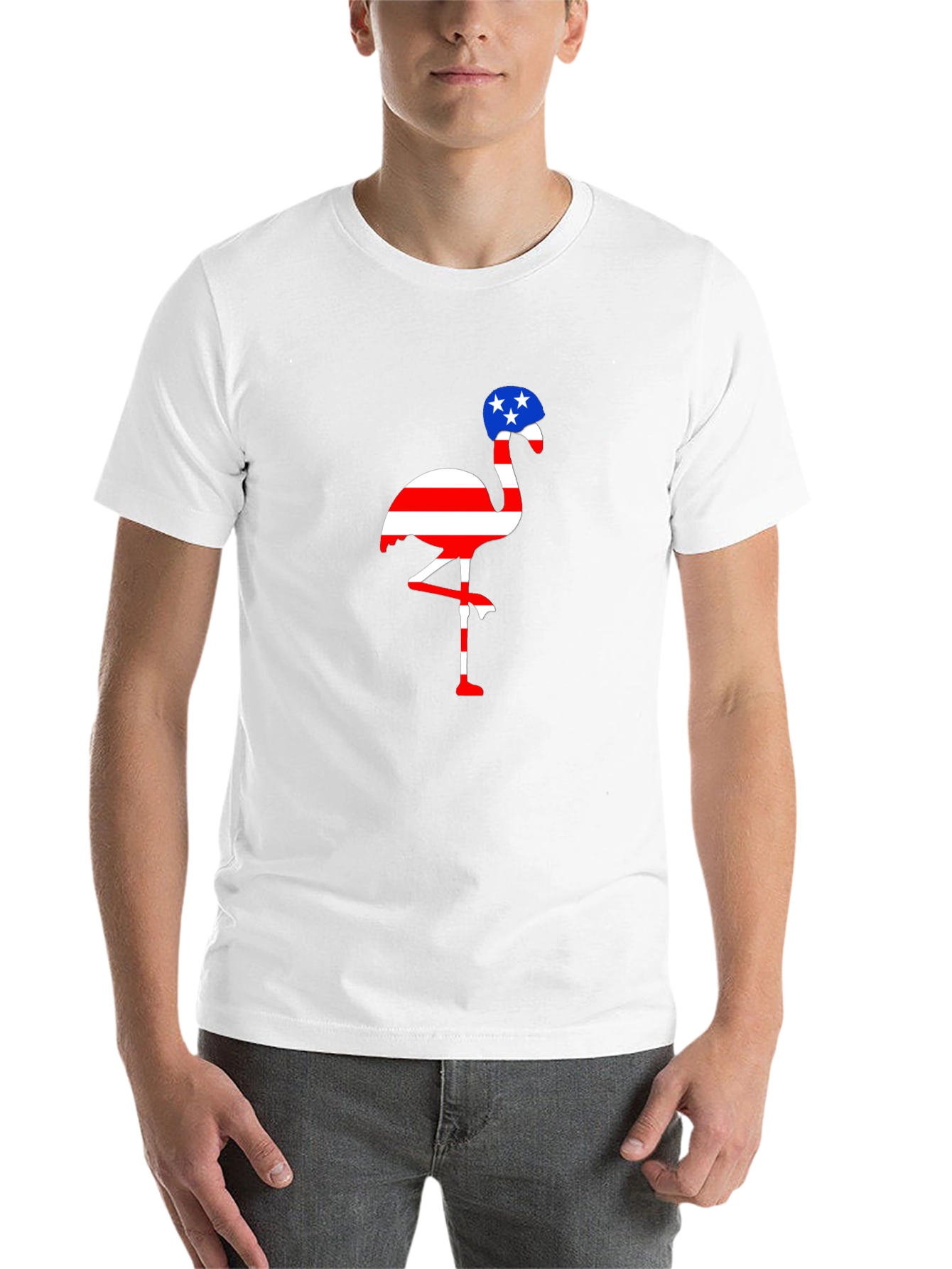 Black Patriotic Flamingo T-Shirt, American Flag Design view 14