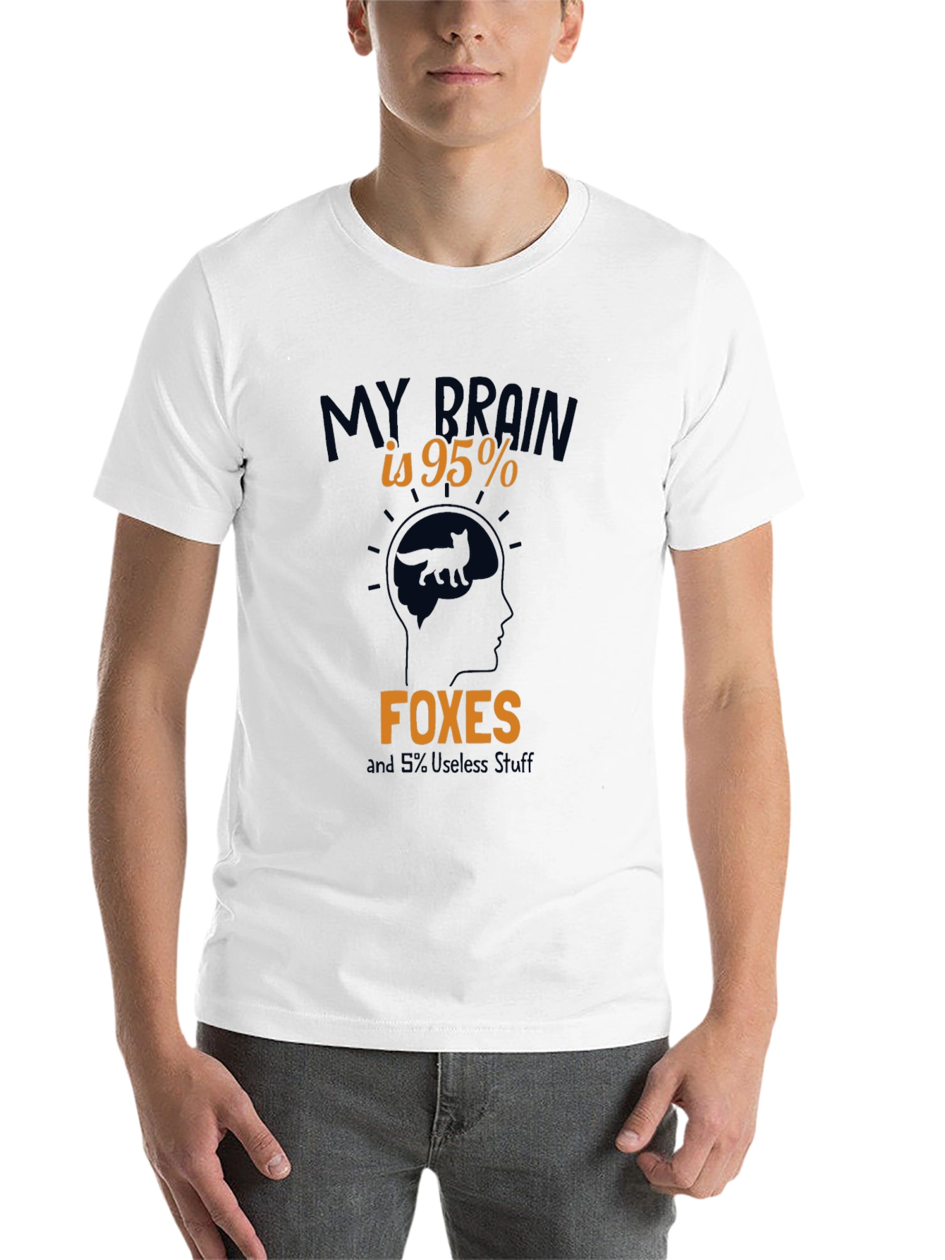 Black My Brain is 95% Foxes Funny Men's Graphic T-Shirt view 14