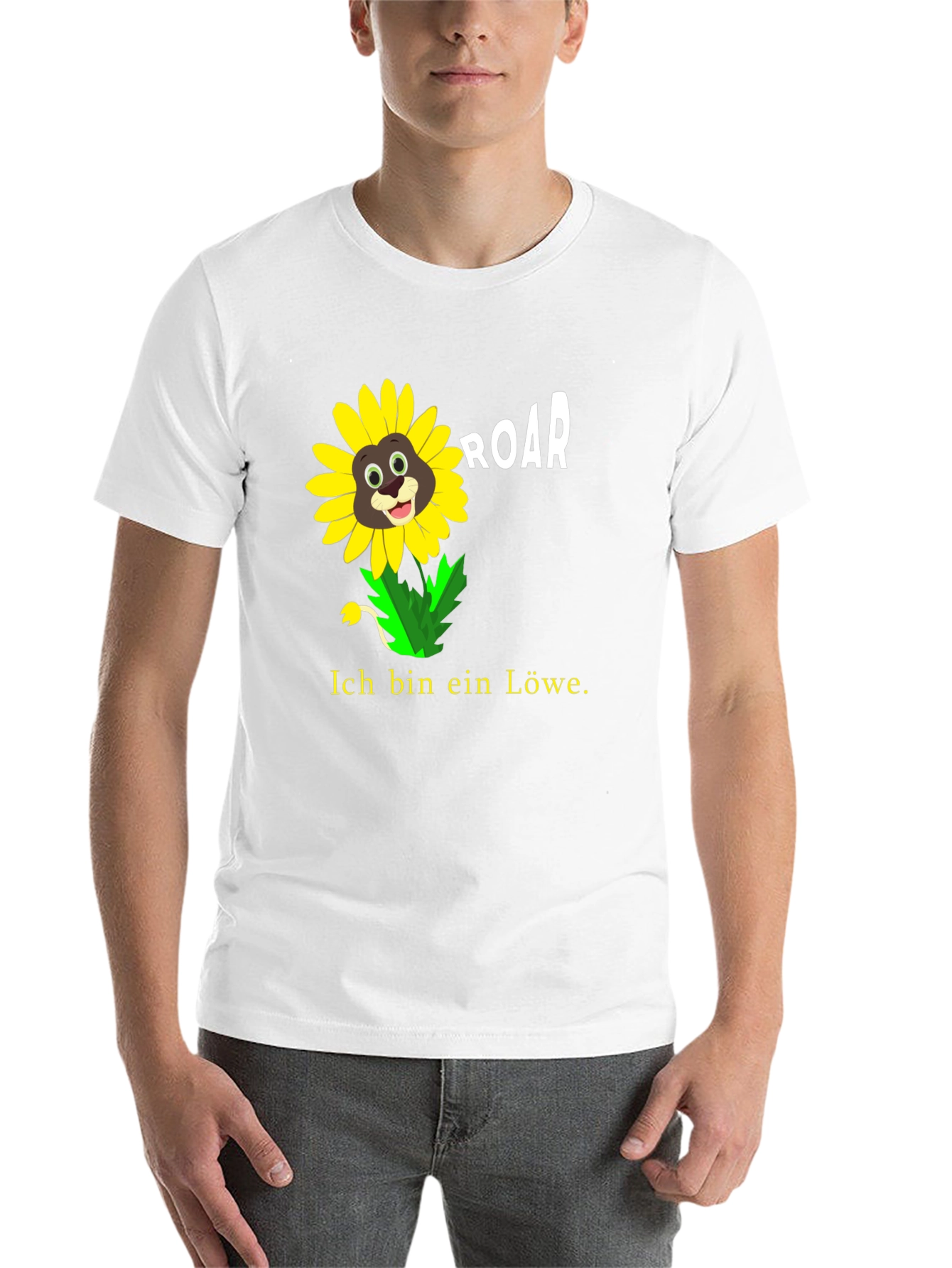 Black Ich Bin Ein Lowe Sunflower Lion Graphic T-Shirt view 14