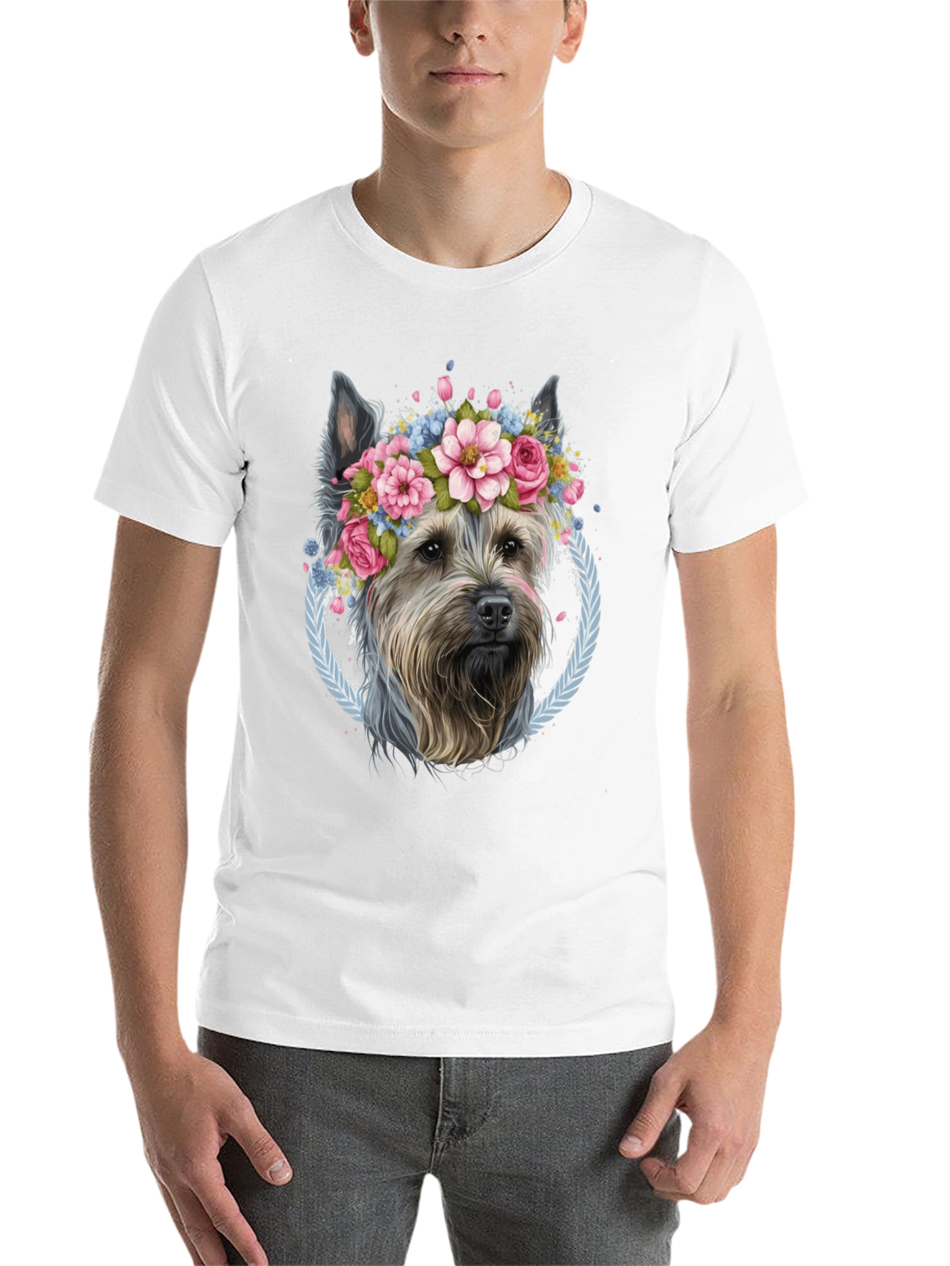 Black Dog Lover T-Shirt - Floral Crown Yorkie Tee view 14