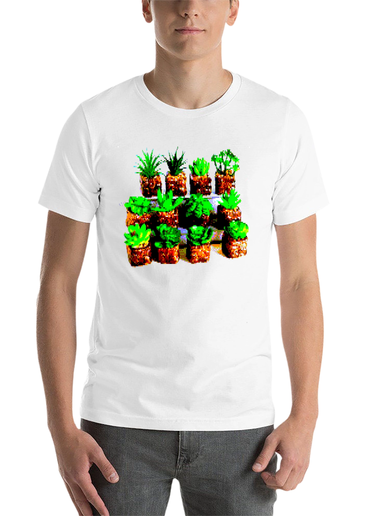 Black Pixelated Plant Lover Tee - Retro 8-Bit Style view 14