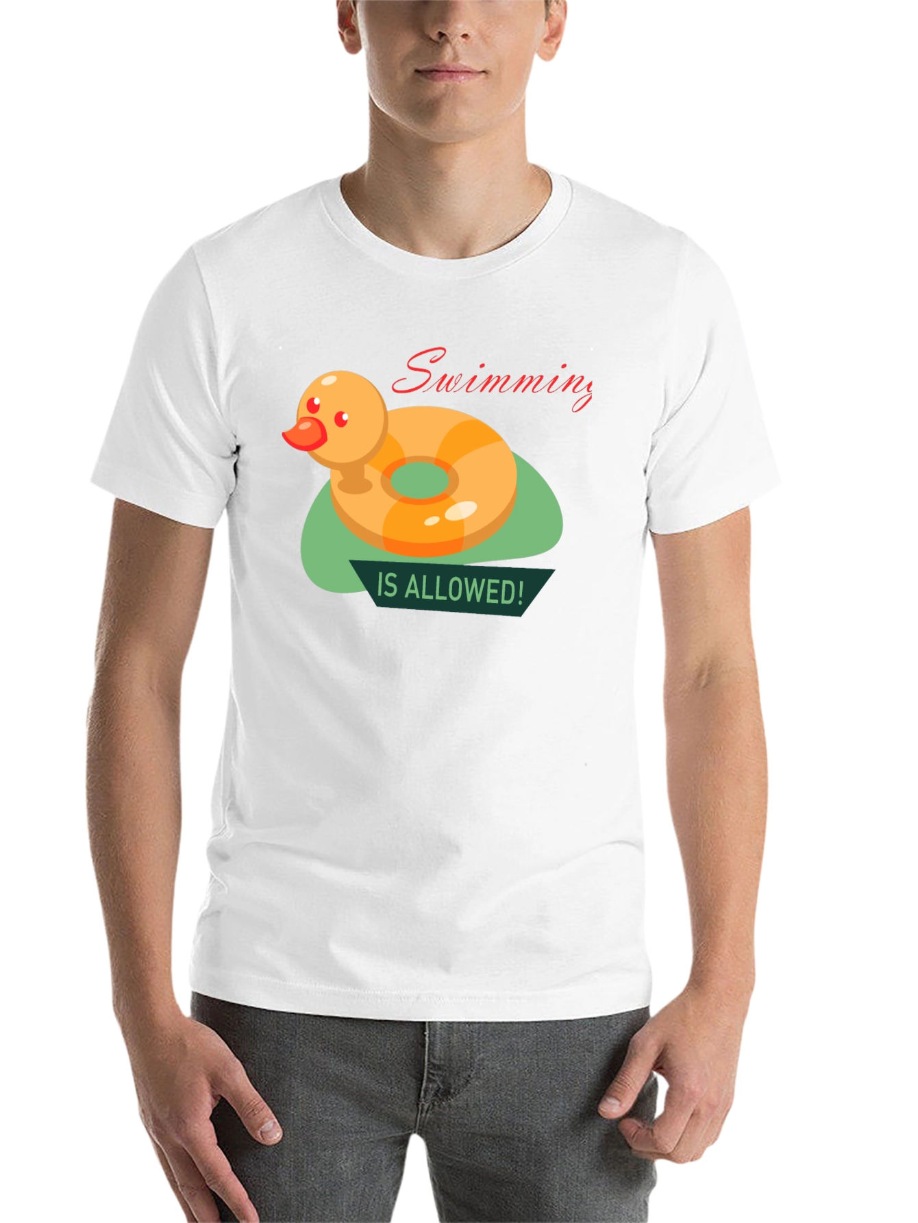 Black Funny Duck Swimming T-Shirt view 14