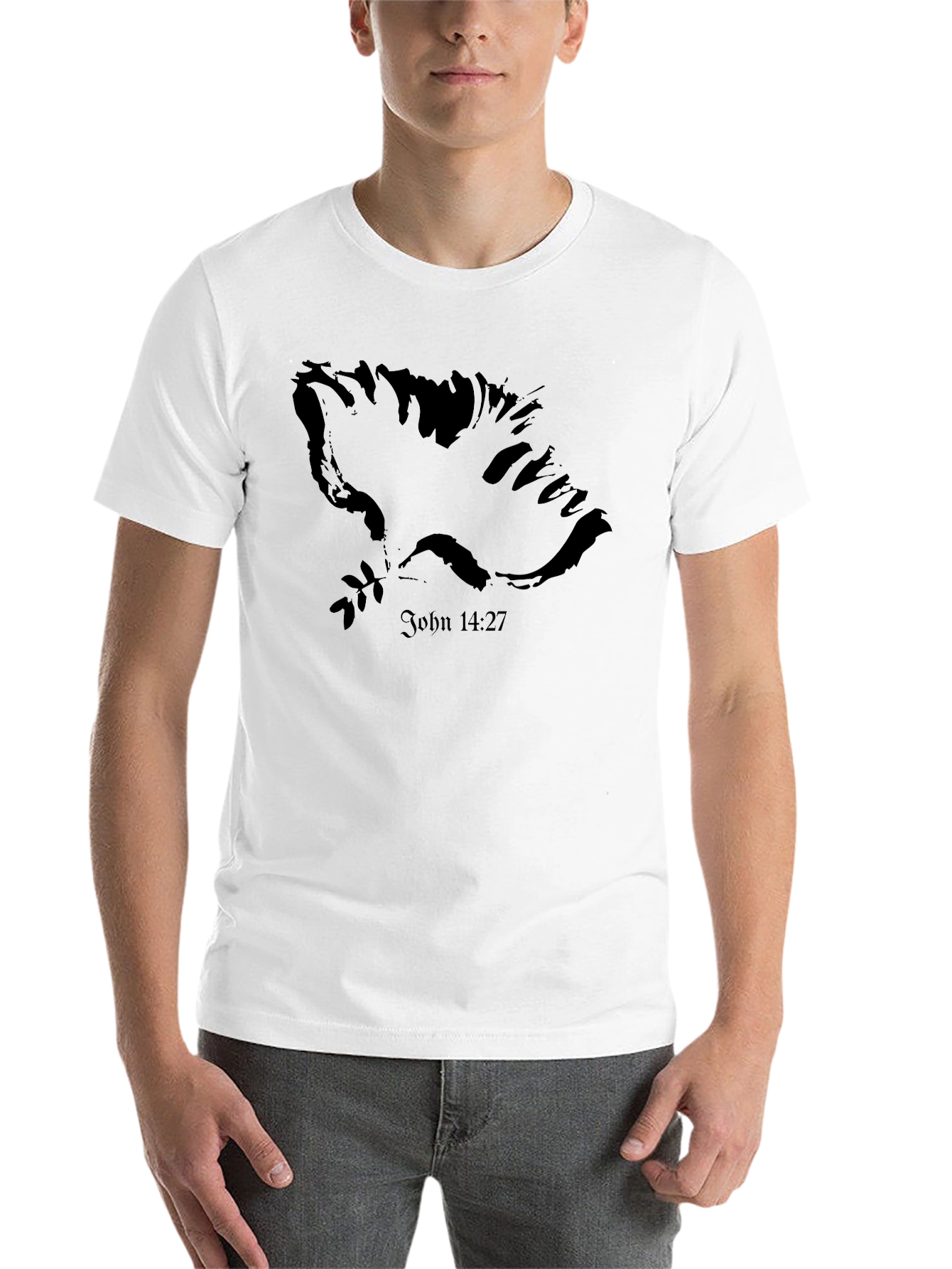 Black Dove of Peace T-Shirt - John 14:27 view 14
