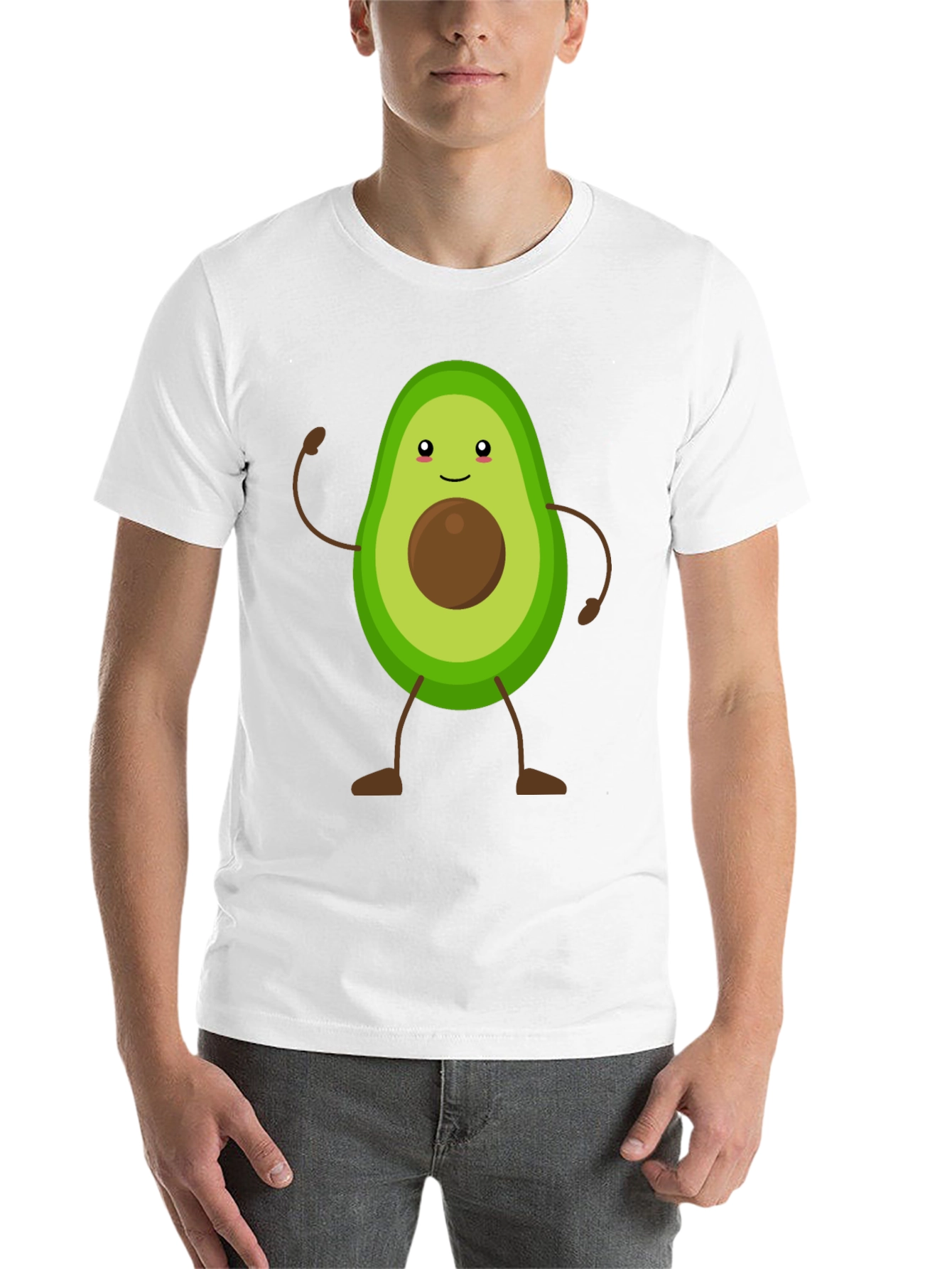 Avocado Cartoon Graphic T-Shirt - Black Casual Tee - 14