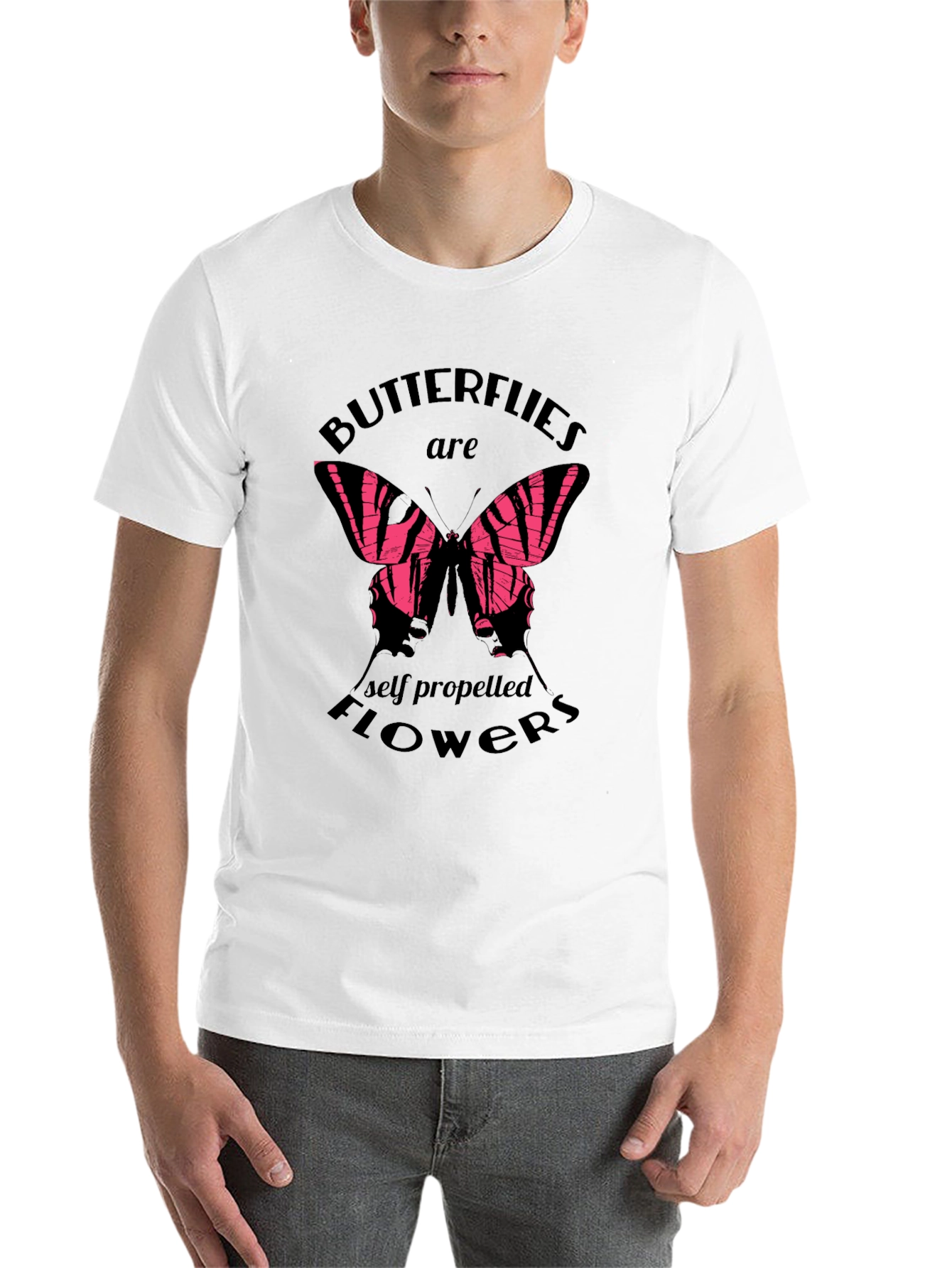 Black Butterfly Flowers Graphic T-Shirt - Trendy Black Tee view 14