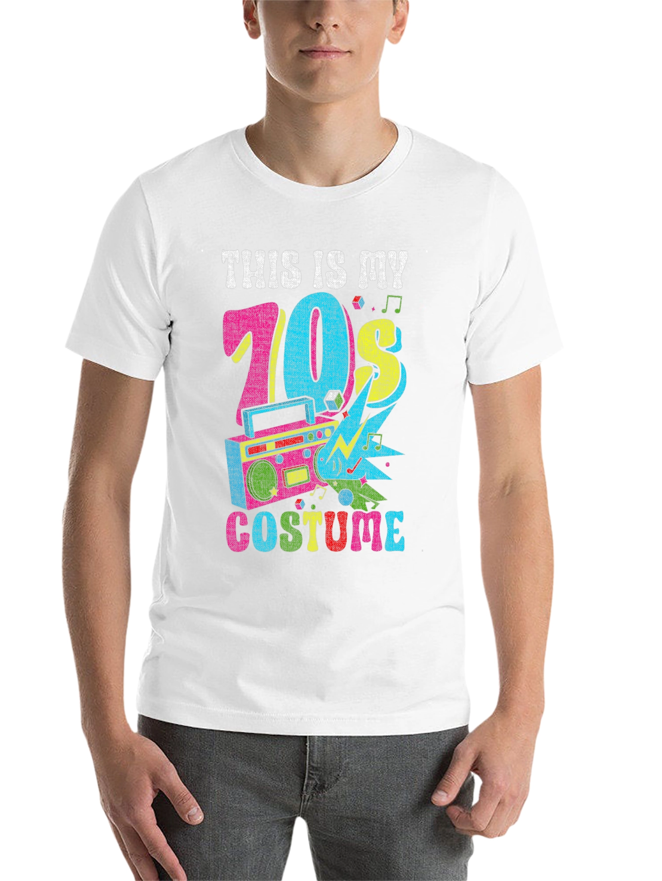 Black Retro 70s Costume T-Shirt view 14