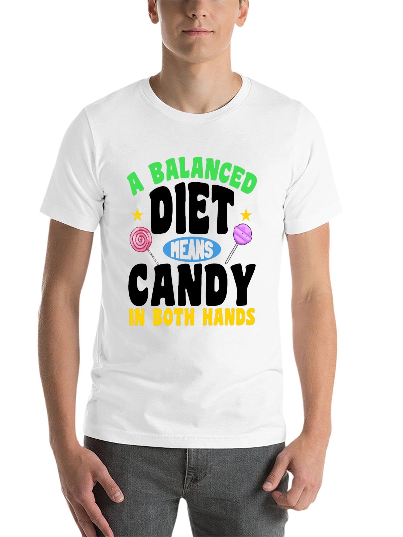 Black Balanced Diet Candy T-Shirt, Funny Graphic Tee view 14