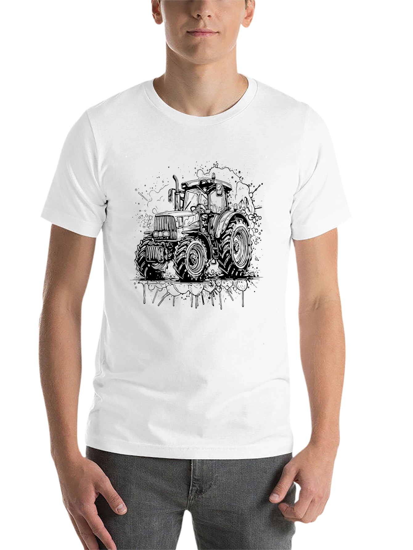 Black Black Tractor Graphic Tee - Men's Casual T-Shirt view 14