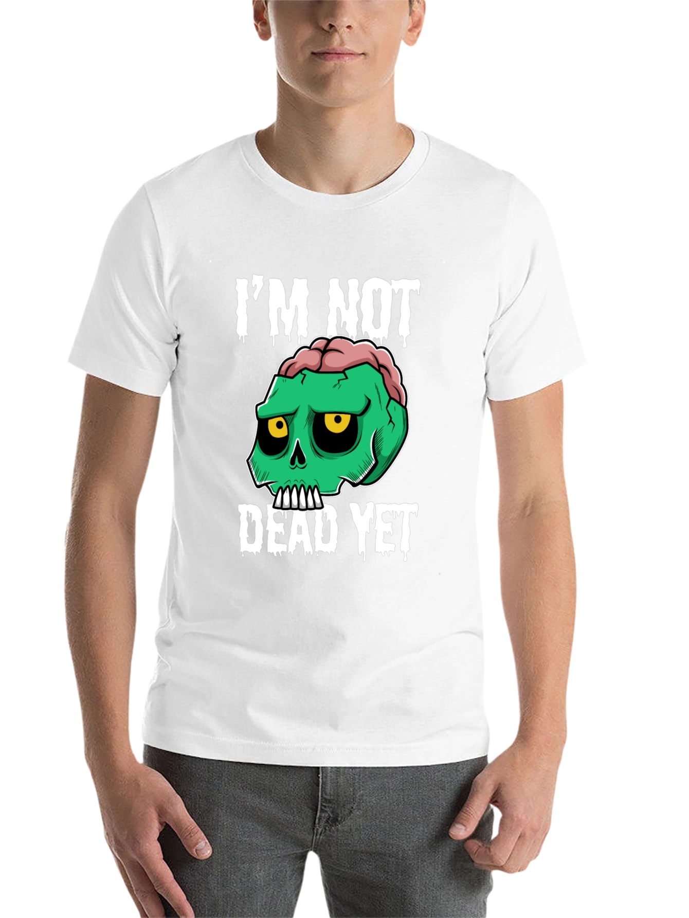 Black I'm Not Dead Yet Graphic Tee - Zombie Skull Humor view 14