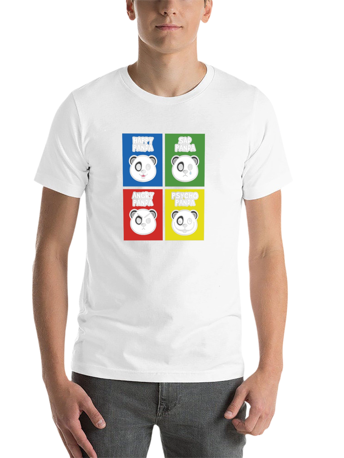 Black Emotional Panda Graphic Tee - Black Cotton Blend T-Shirt view 14