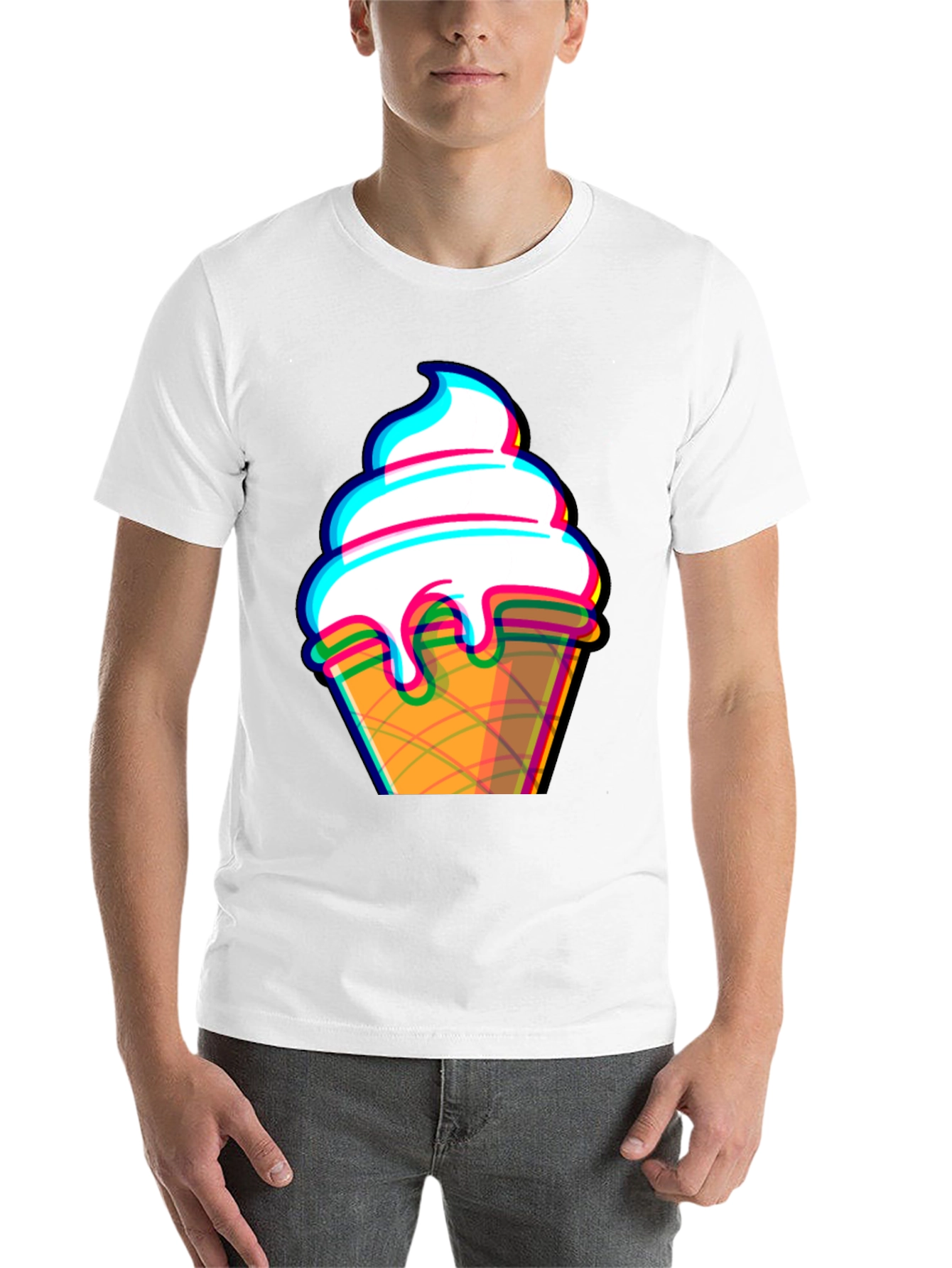 Black Ice Cream Cone Graphic Tee - Black Cotton T-Shirt view 14