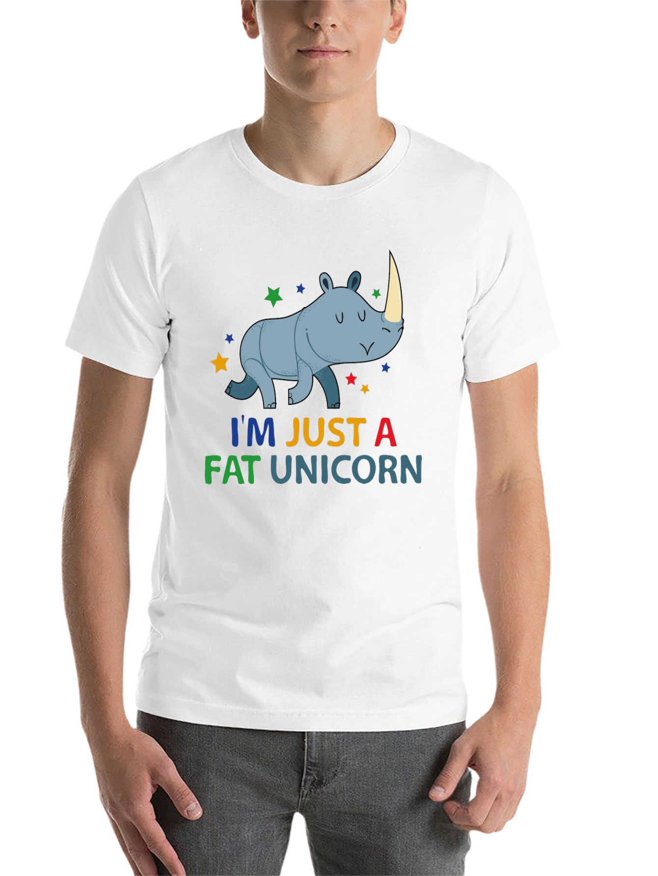 Black Funny Fat Unicorn Rhino Graphic T-Shirt view 14