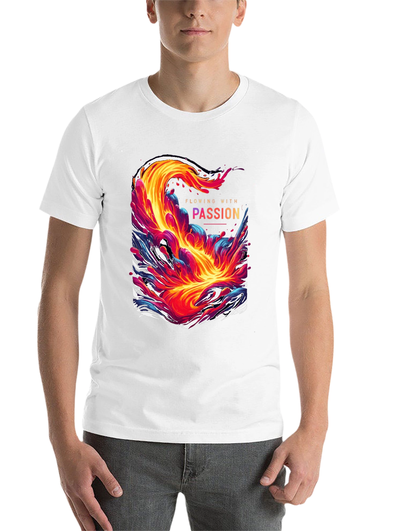 Black Flowing With Passion Graphic Tee - Unique Men's T-Shirt view 14