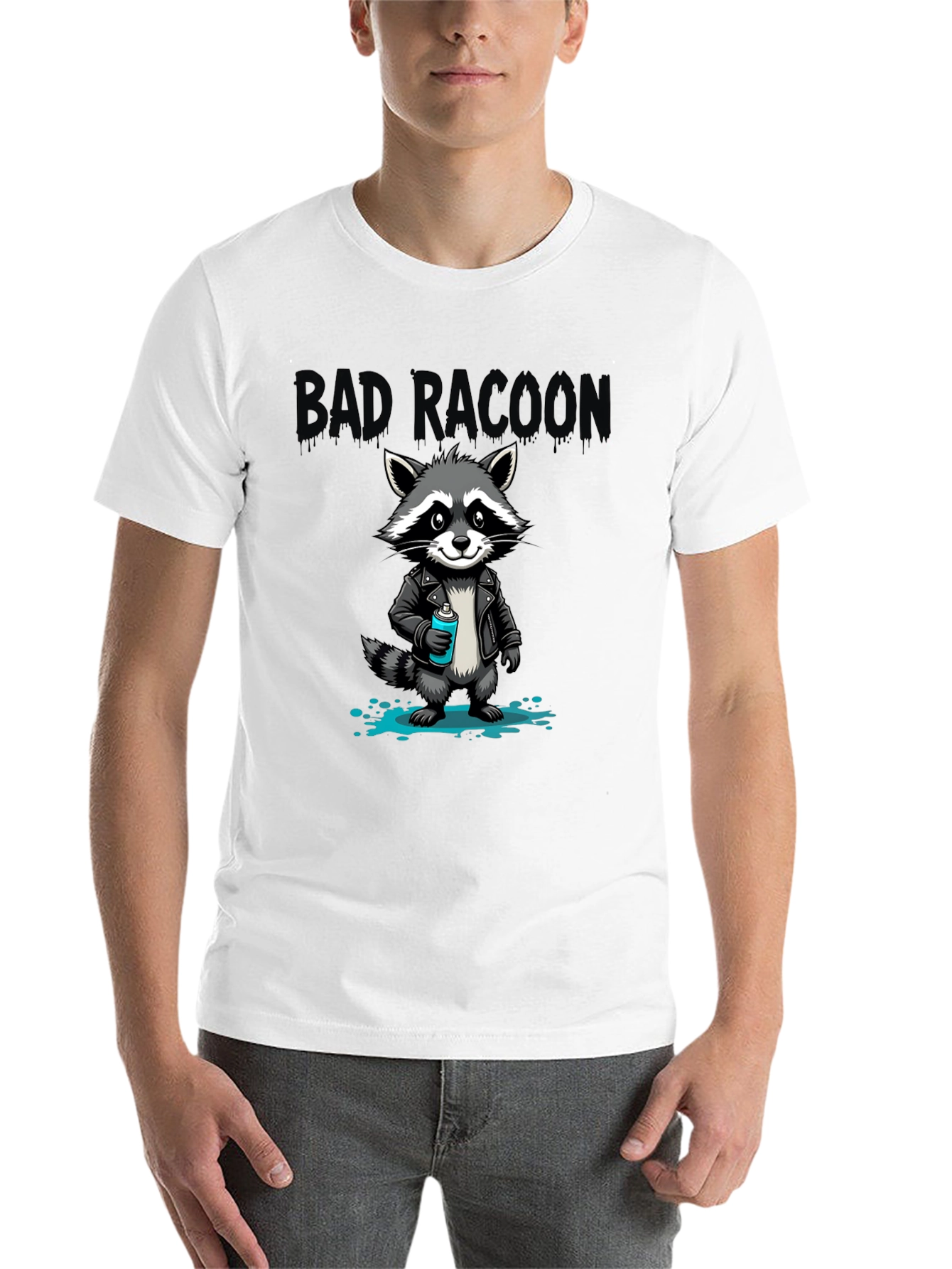 Black Bad Raccoon Graphic T-Shirt - Cool Cartoon Design view 14