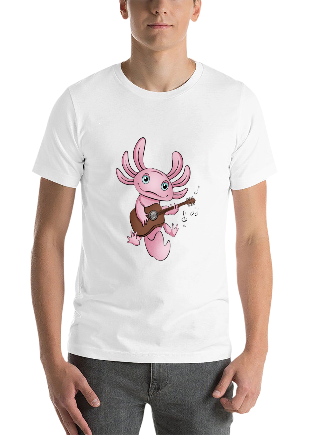 Black Axolotl Guitar Player Graphic T-Shirt - Black view 14