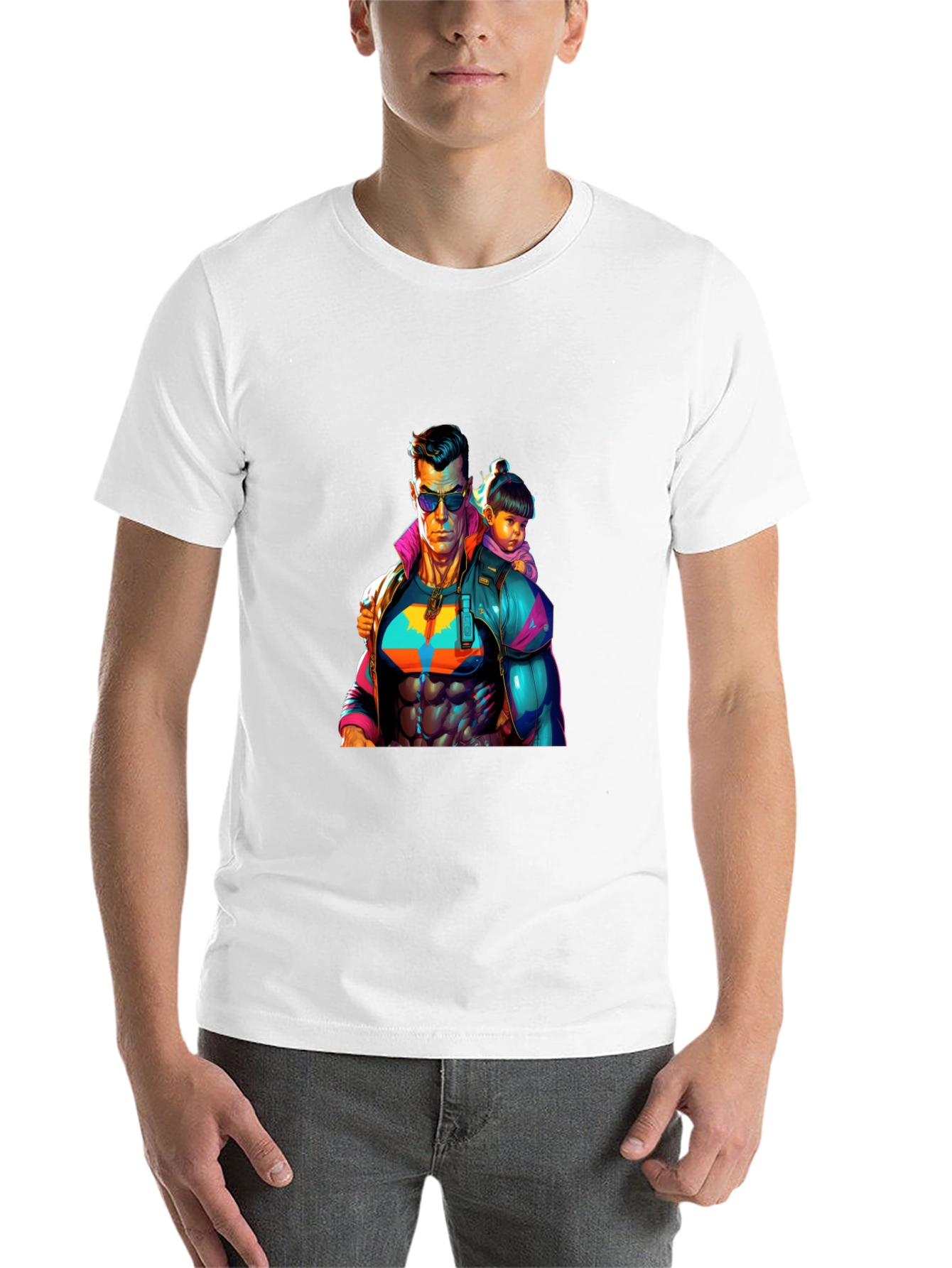 Black Superhero Dad & Daughter T-Shirt - Black Cotton view 14