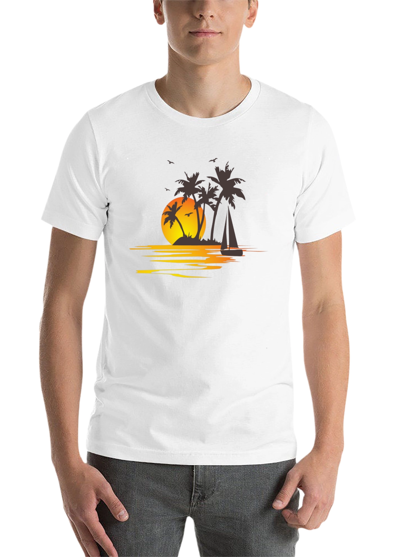 Black Sunset Palm Tree T-Shirt - Island Getaway Vibes view 14