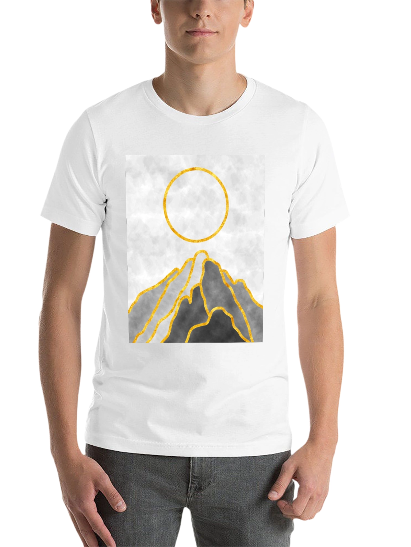 Black Abstract Mountain Sunset Graphic Tee view 14