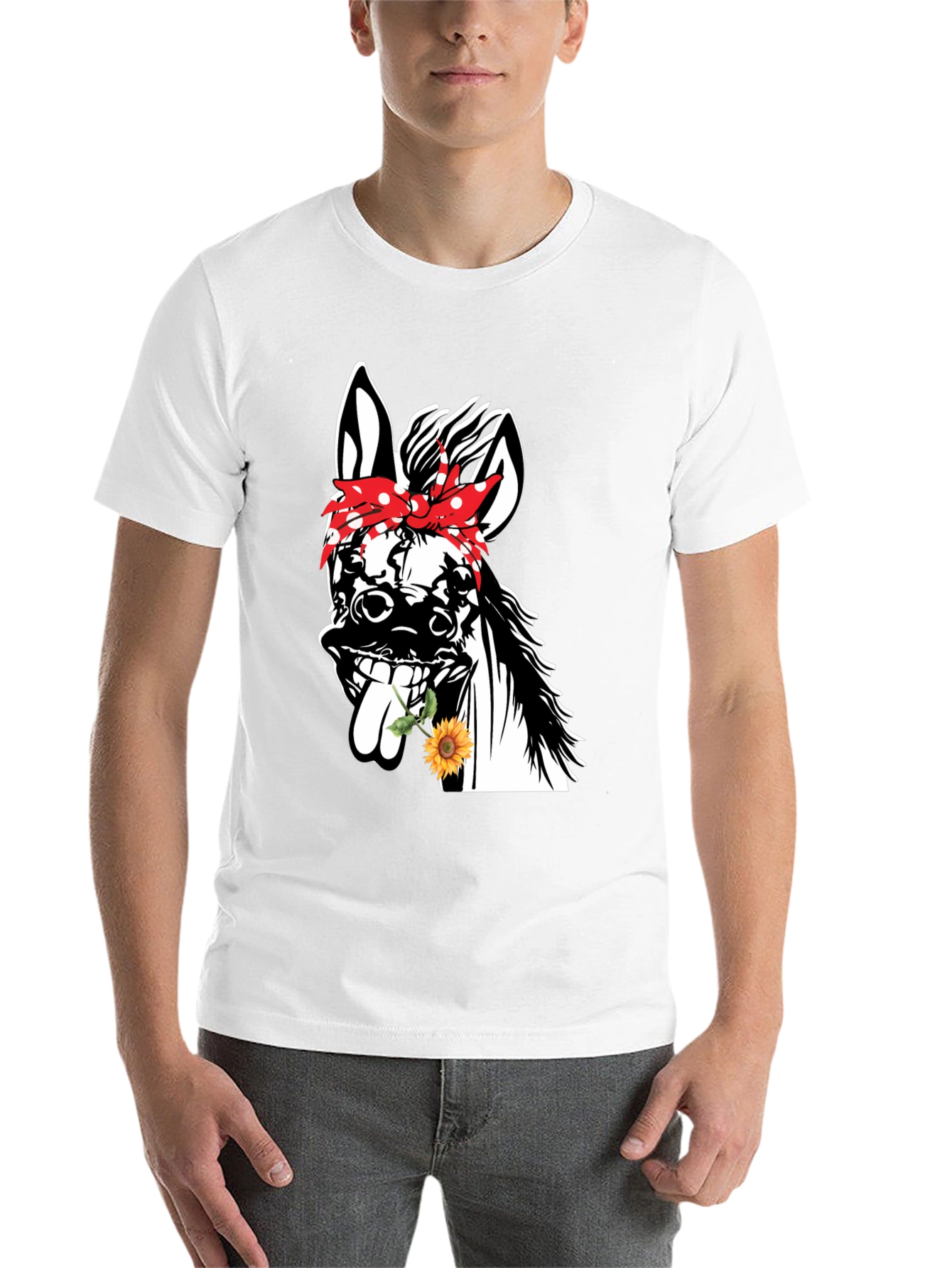 Black Funny Donkey Sunflower T-Shirt view 14