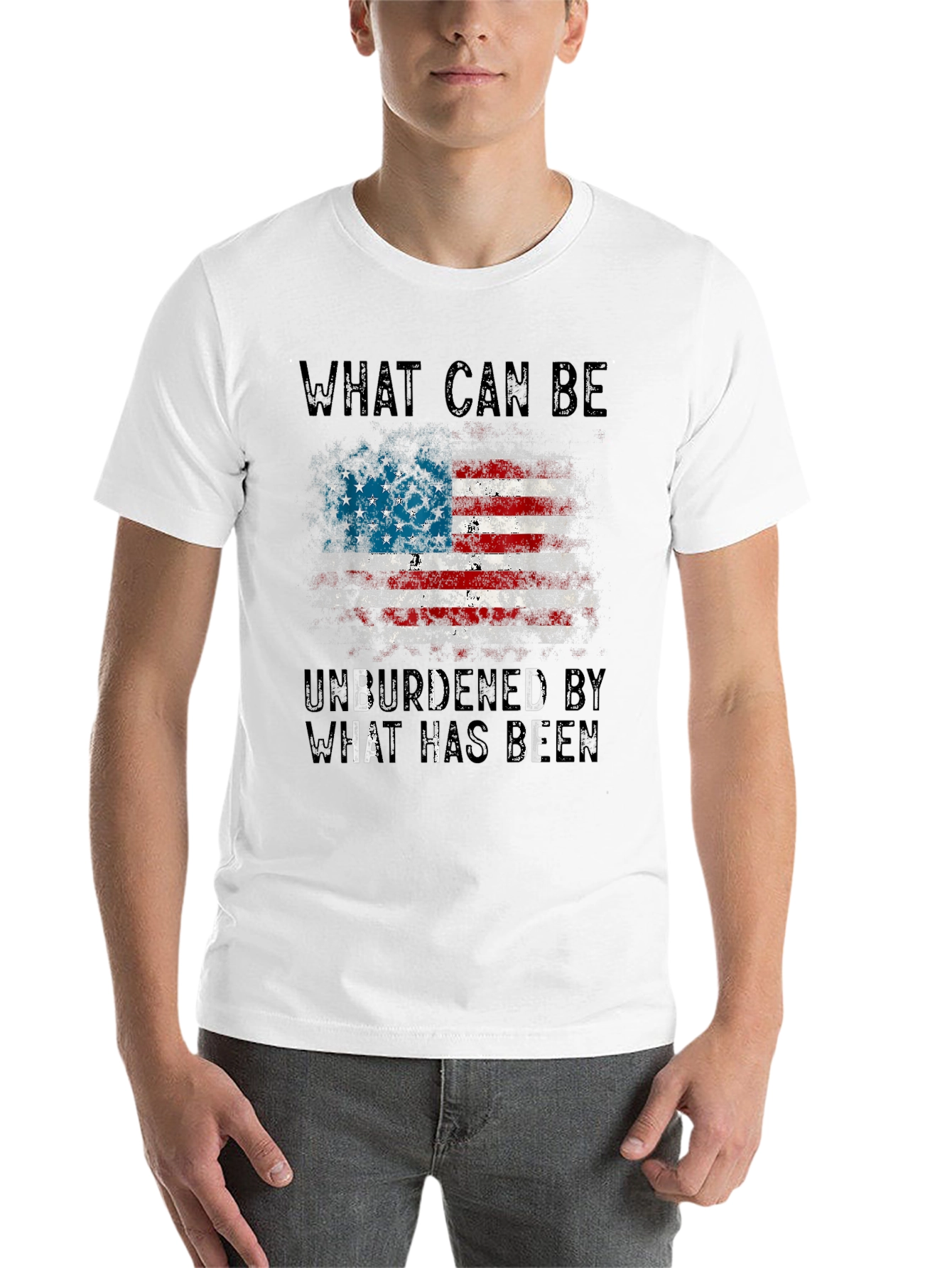 Black Patriotic T-Shirt - "What Can Be" American Flag Graphic view 14