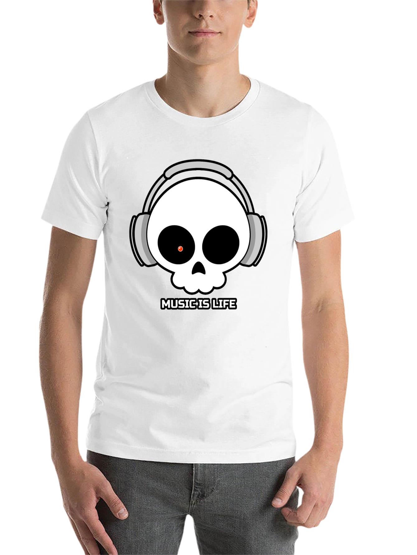 Black Music Is Life Skull T-Shirt - Black Cotton Tee view 14