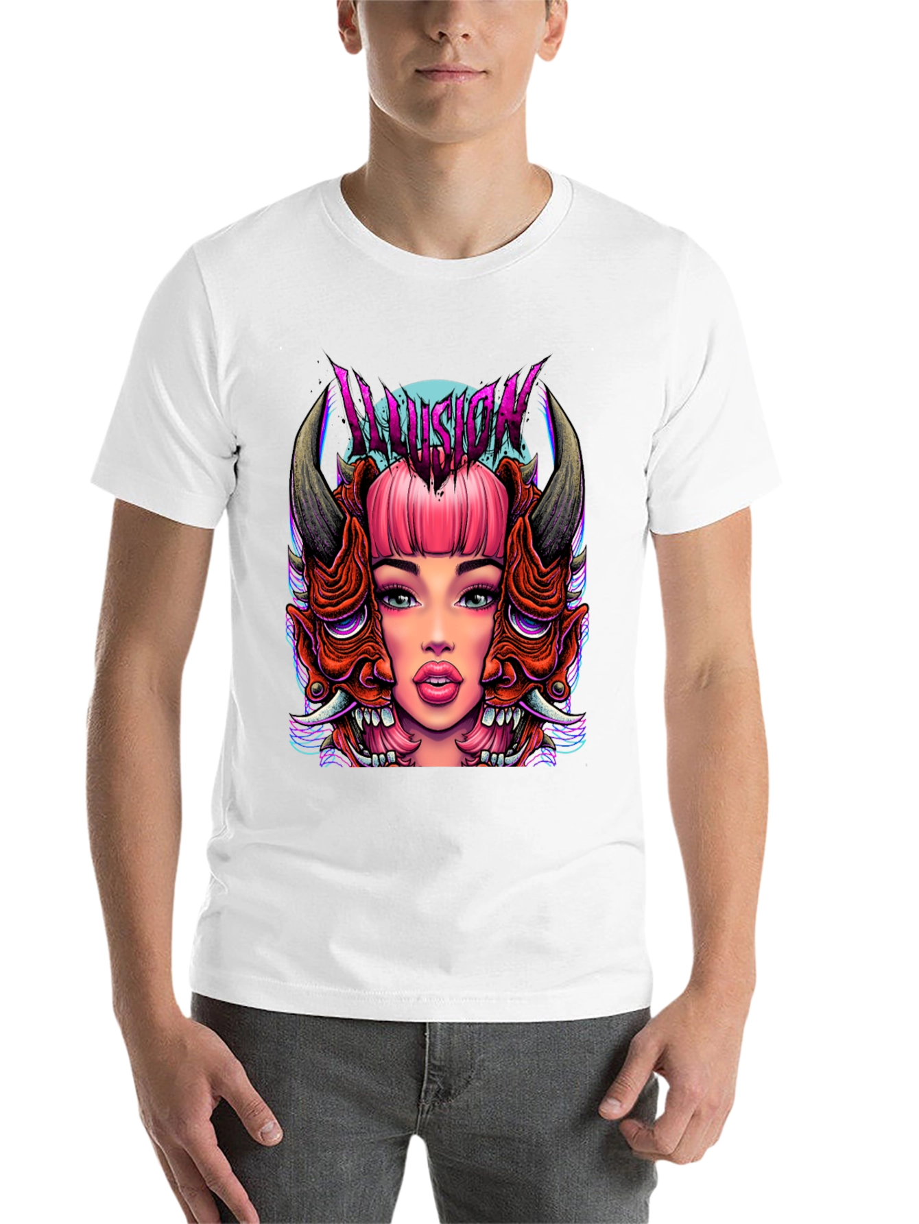 Black Illusion Graphic Tee - Edgy Demon Girl Design view 14