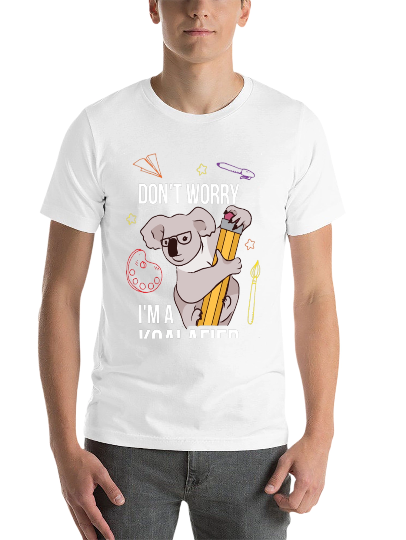 Black Don't Worry I'm Koalafied Funny Graphic Tee view 14