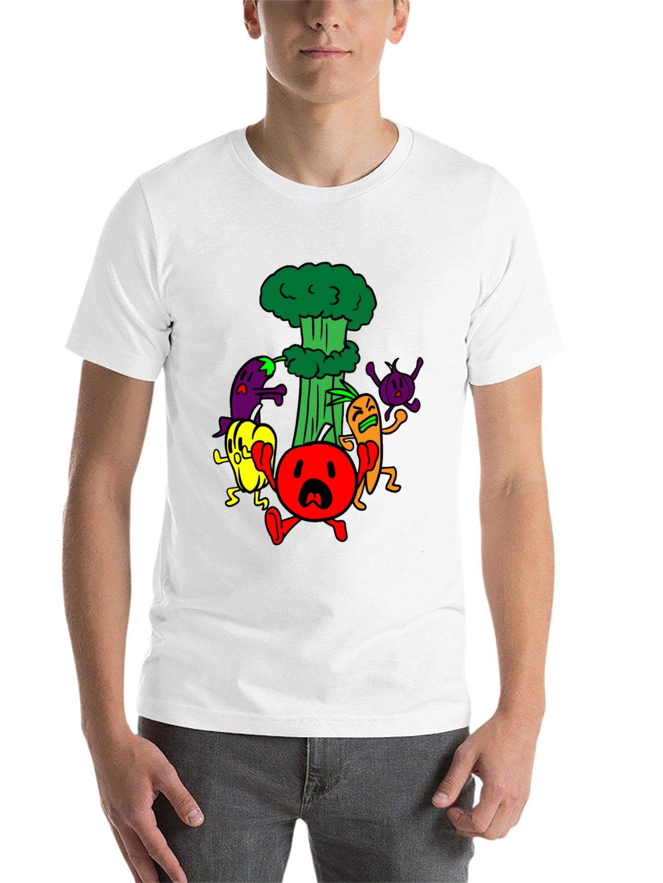 Cartoon Vegetable Panic T-Shirt - 14