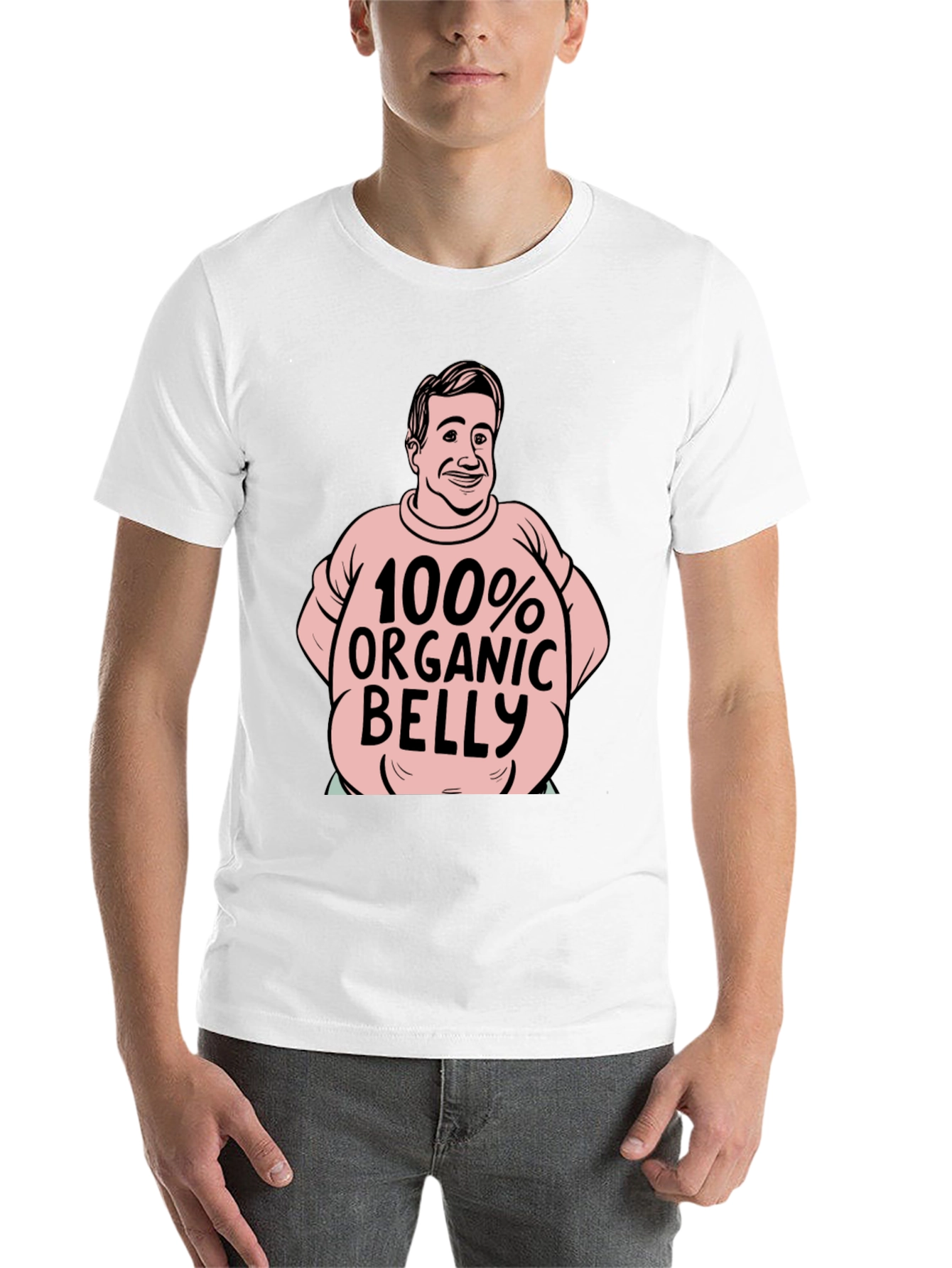 Black Organic Belly Funny T-Shirt view 14